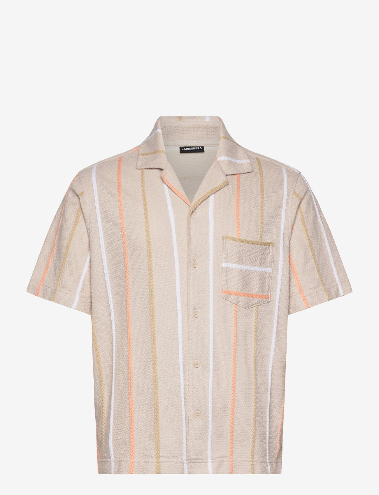 J. Lindeberg - Theron Stripe Resort Shirt - kortärmade skjortor - moonbeam - 1