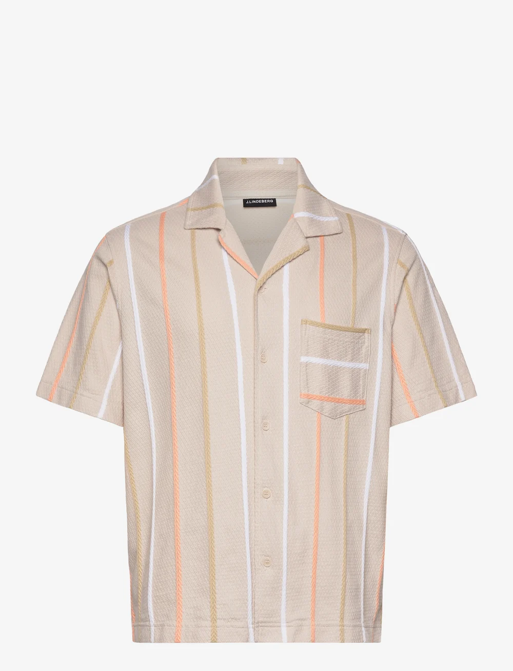 J. Lindeberg - Theron Stripe Resort Shirt - kurzarmhemden - moonbeam - 1