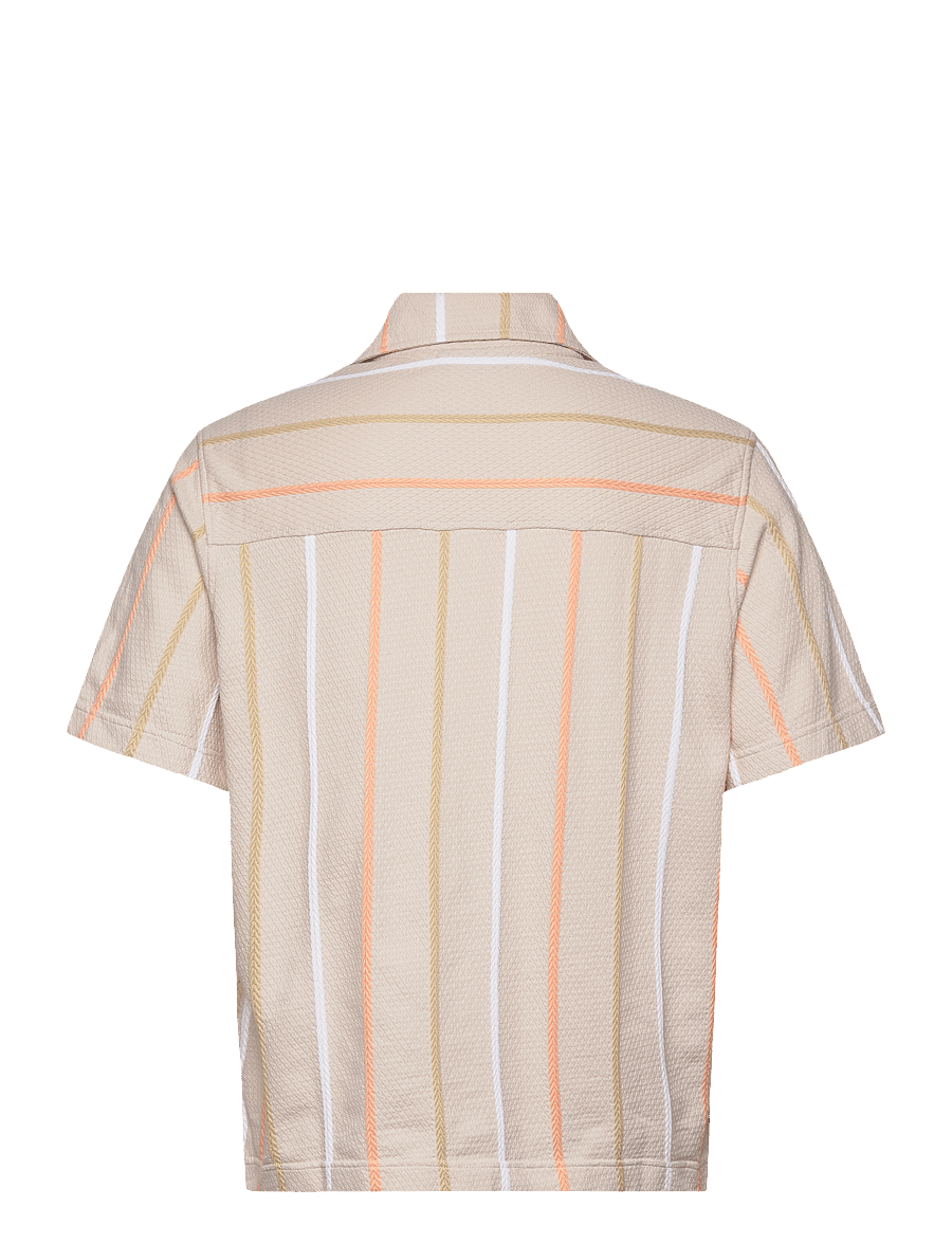 J. Lindeberg - Theron Stripe Resort Shirt - kortärmade skjortor - moonbeam - 2