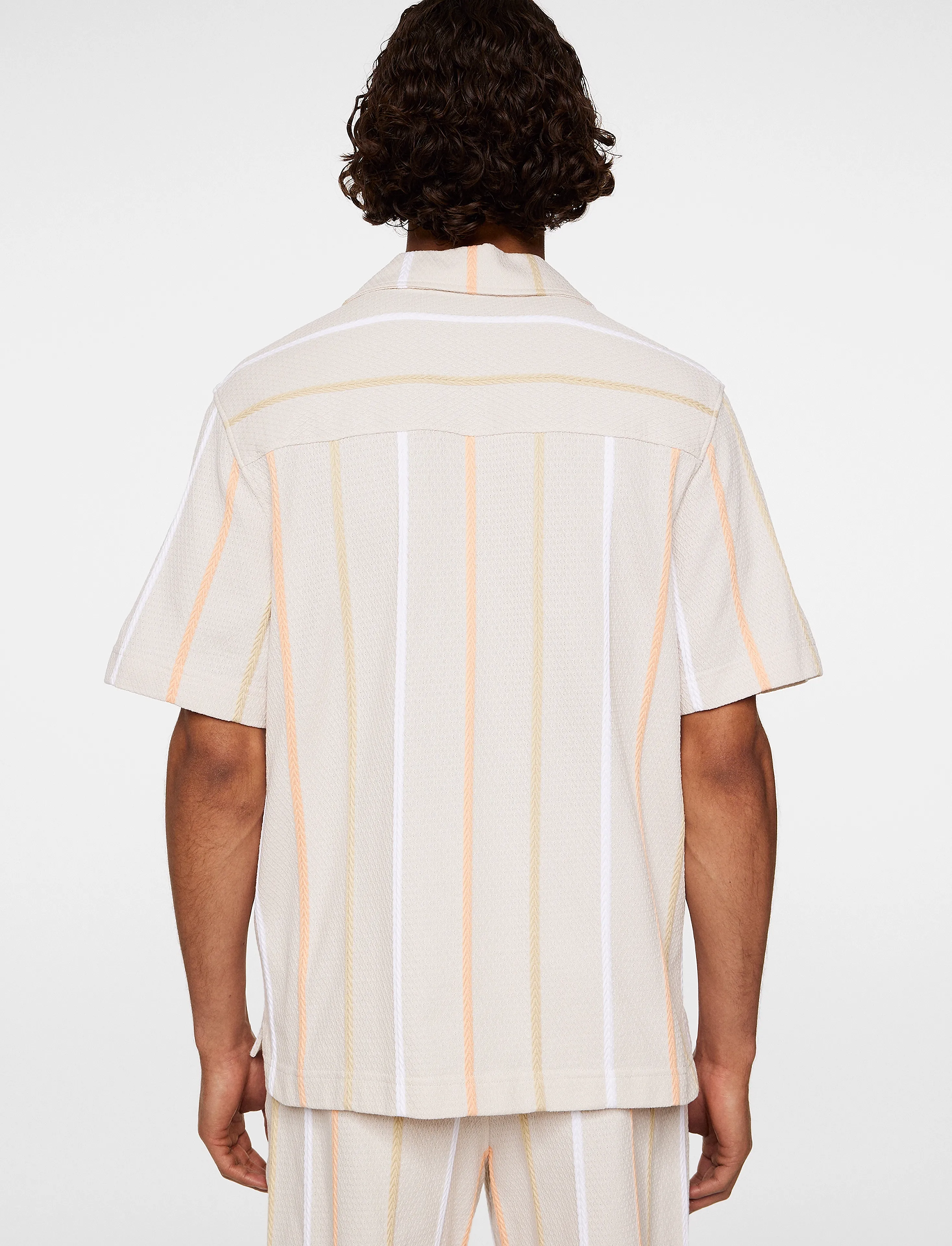 J. Lindeberg - Theron Stripe Resort Shirt - kortärmade skjortor - moonbeam - 3