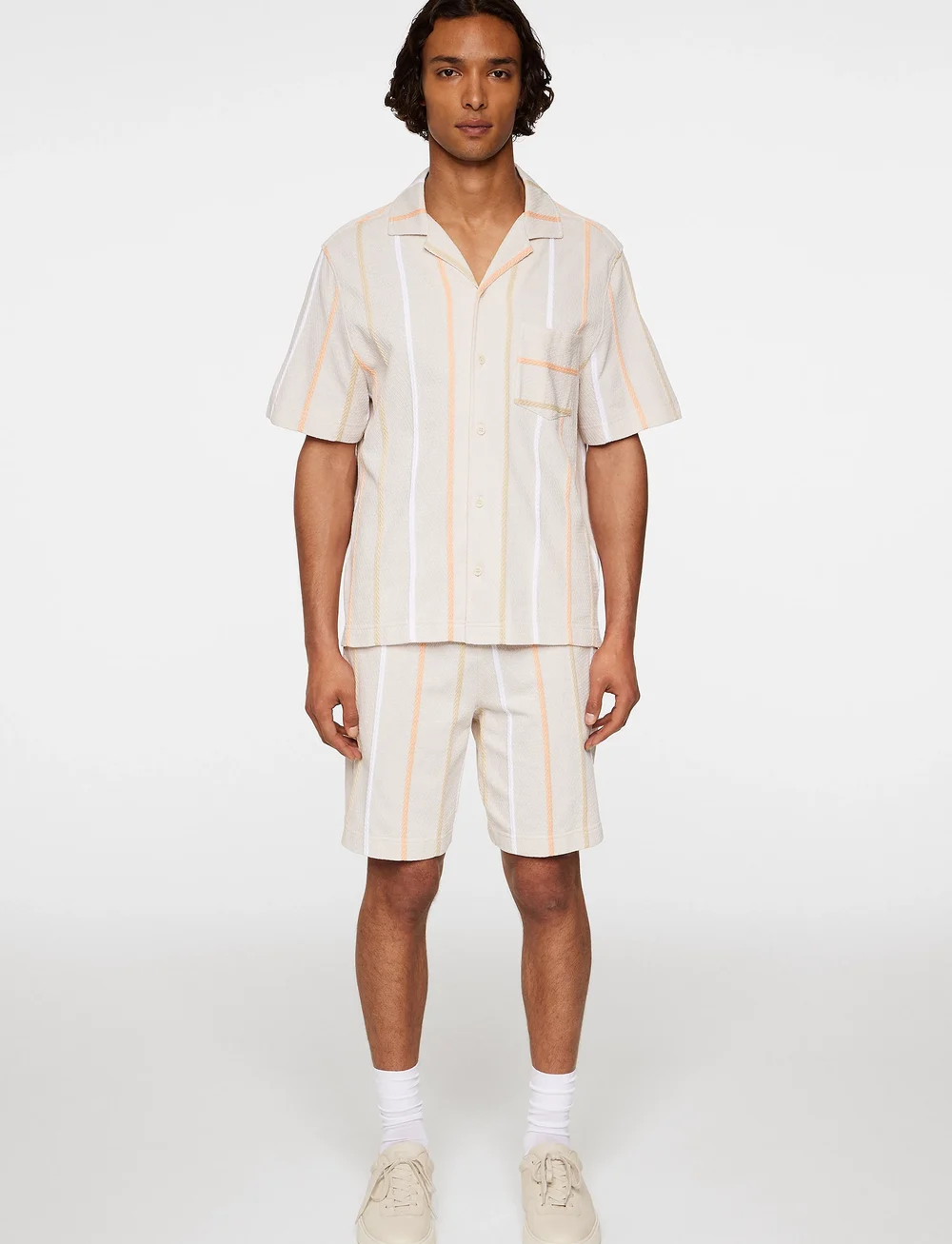 J. Lindeberg - Theron Stripe Resort Shirt - kurzarmhemden - moonbeam - 4