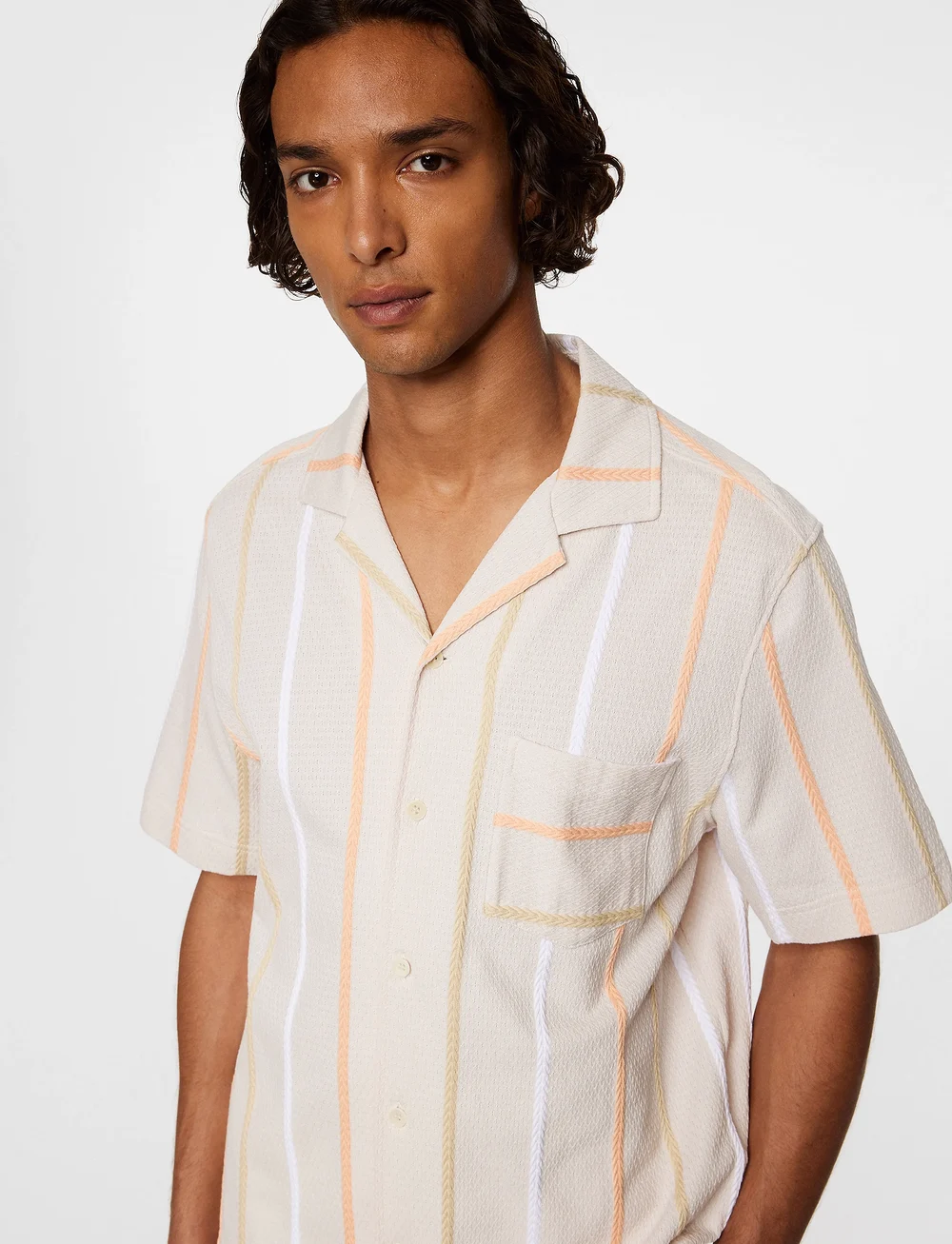 J. Lindeberg - Theron Stripe Resort Shirt - kurzarmhemden - moonbeam - 5
