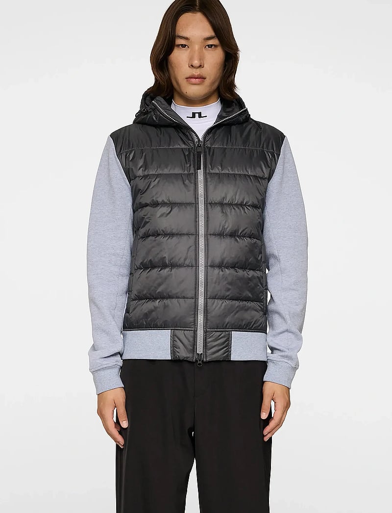 J. Lindeberg - Seth Hybrid Zip Hood - hybridjackor - medium grey melange - 0