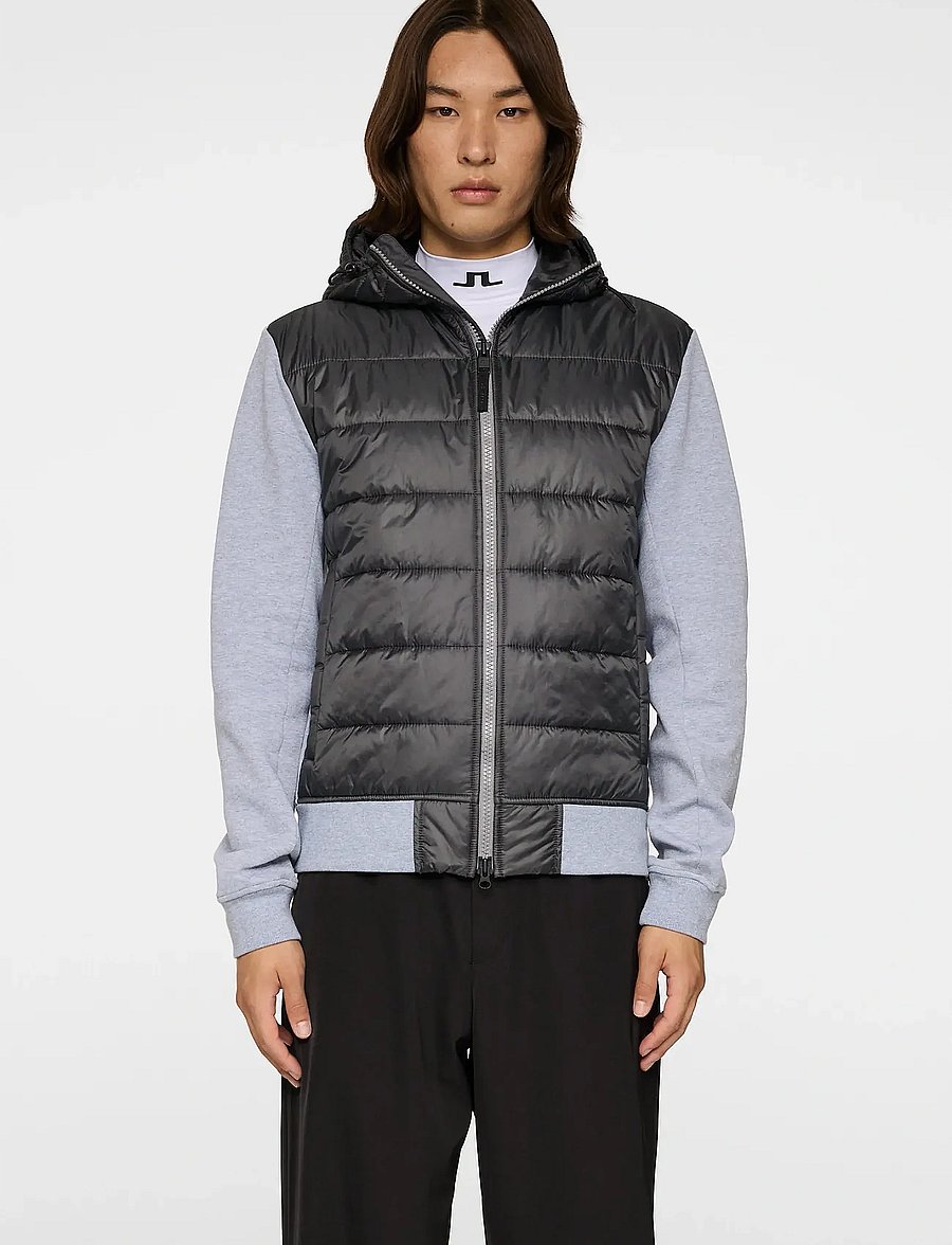 J. Lindeberg - Seth Hybrid Zip Hood - hybridjakker - medium grey melange - 0