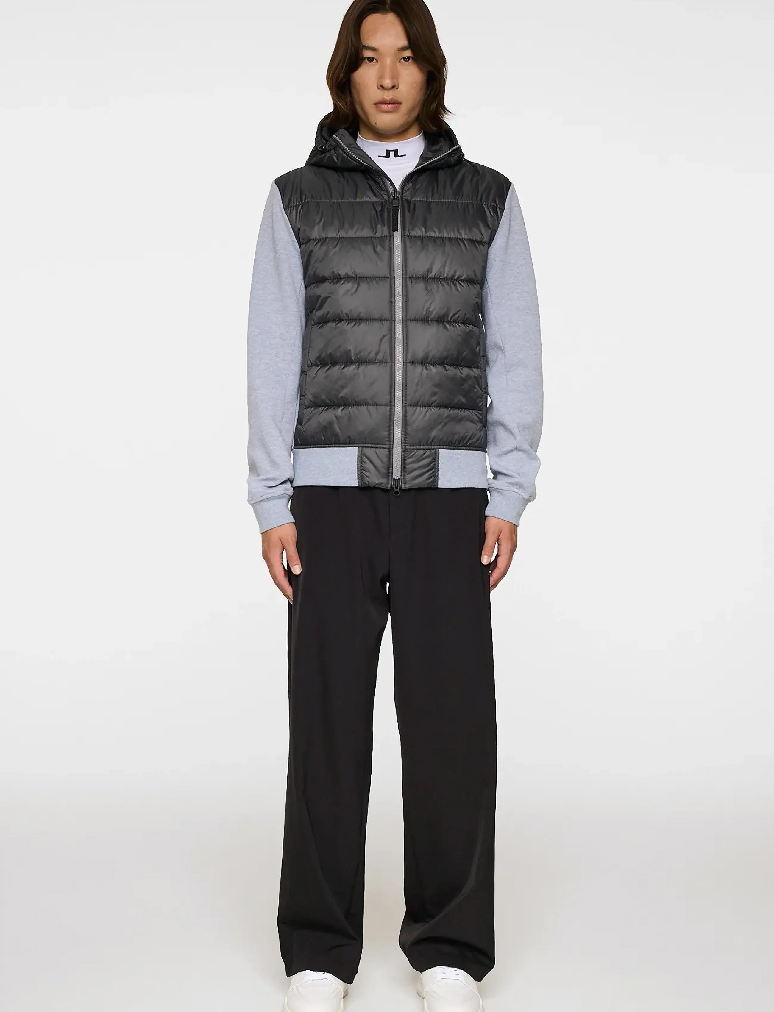 J. Lindeberg - Seth Hybrid Zip Hood - hybridjakker - medium grey melange - 4