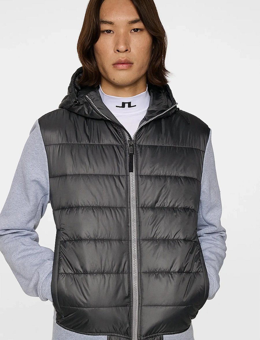 J. Lindeberg - Seth Hybrid Zip Hood - hybridjakker - medium grey melange - 5