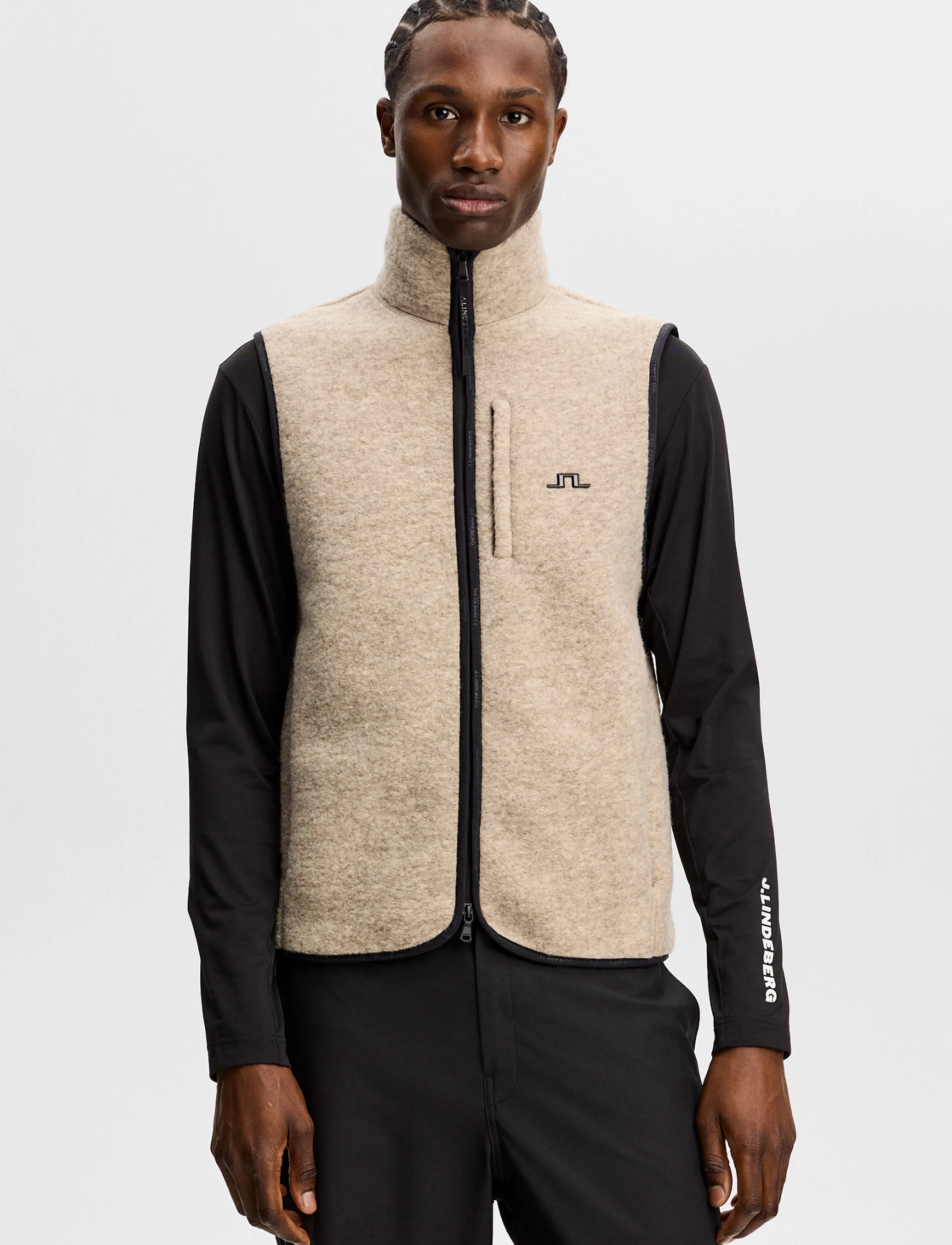 J. Lindeberg Duncan Wool Fleece Vest - Västar - MOONBEAM / beige