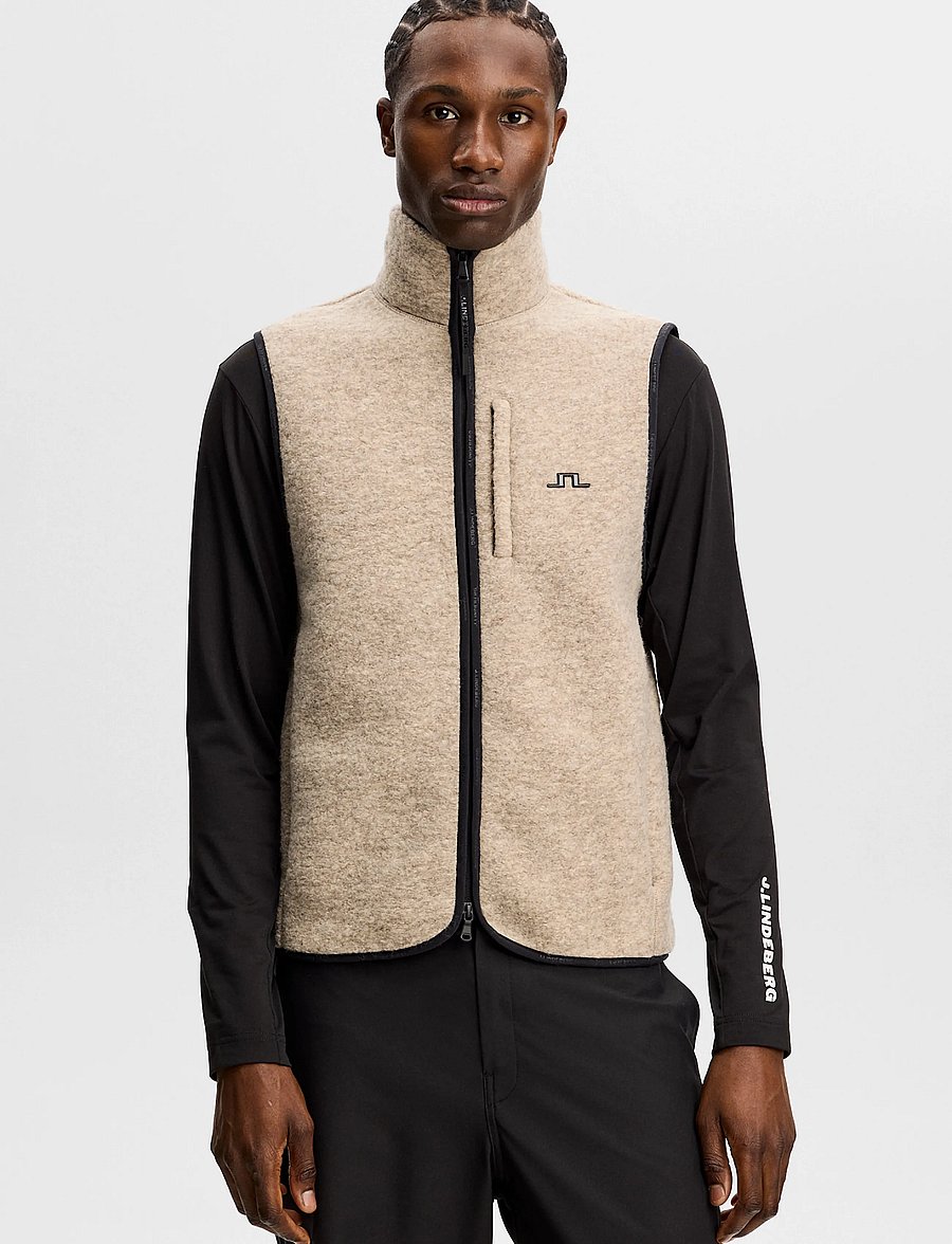 J. Lindeberg - Duncan Wool Fleece Vest - västar - moonbeam - 0