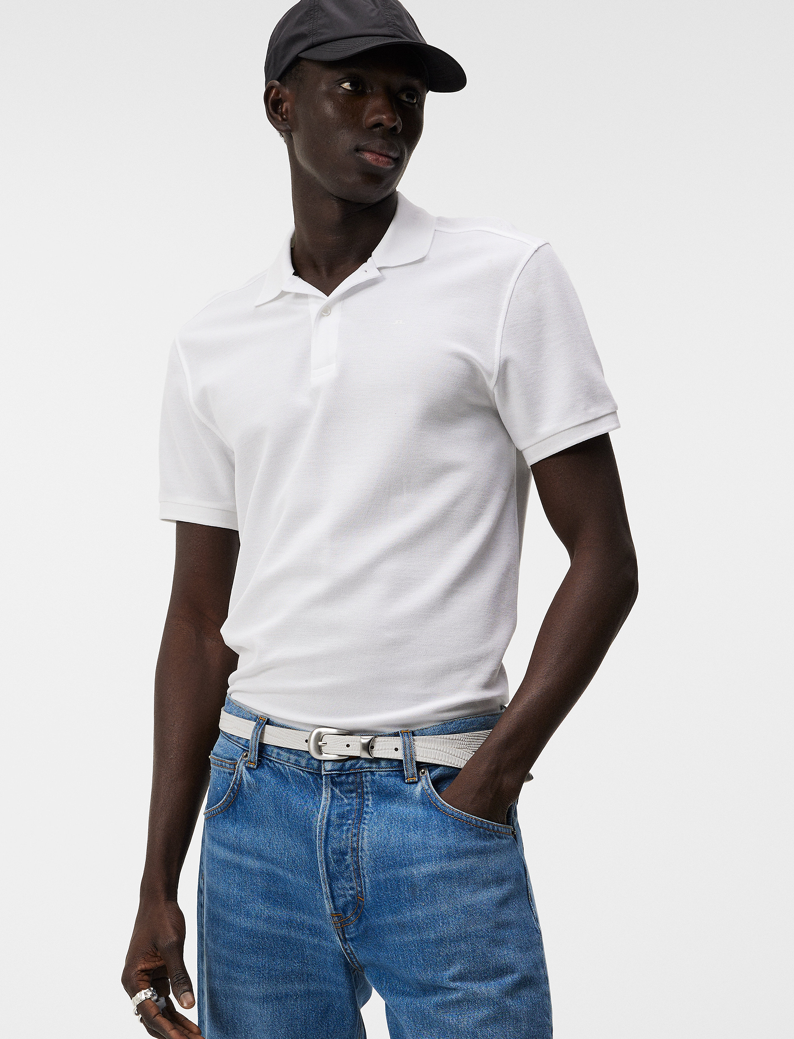 J. Lindeberg Troy Pique Polo Shirt, Pique Poloshirt, Hvid, Str: S