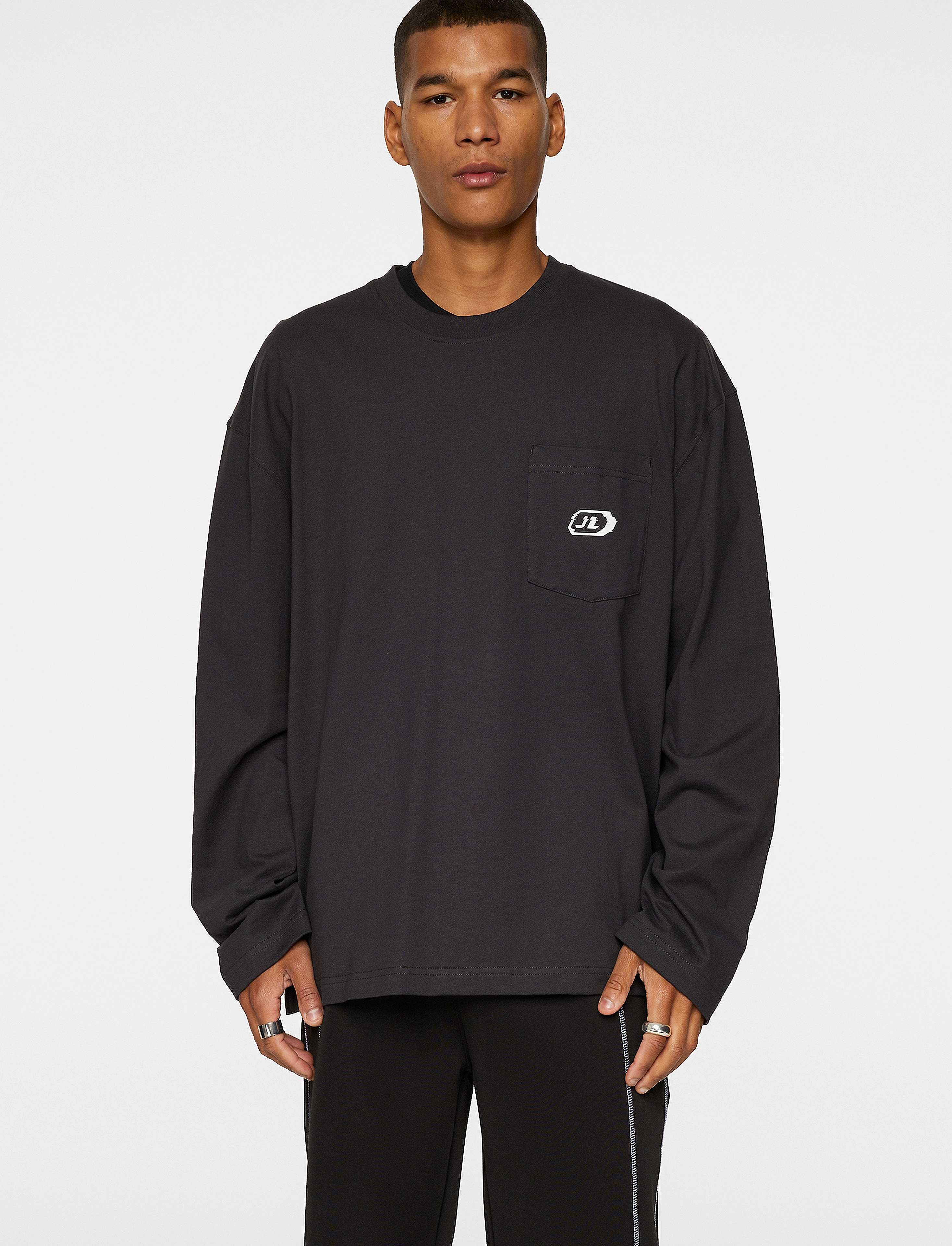 J. Lindeberg Walsh Ls Pocket Tee, S, T-shirts, Schwarz - Long-sleeved, Männerswear