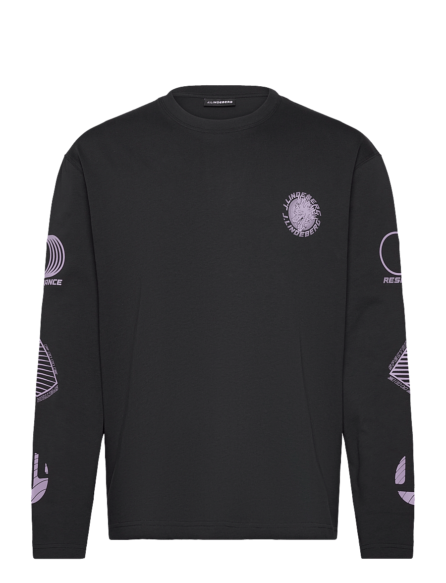 J. Lindeberg - Walsh LS Print T-shirt - long-sleeved t-shirts - black - 1
