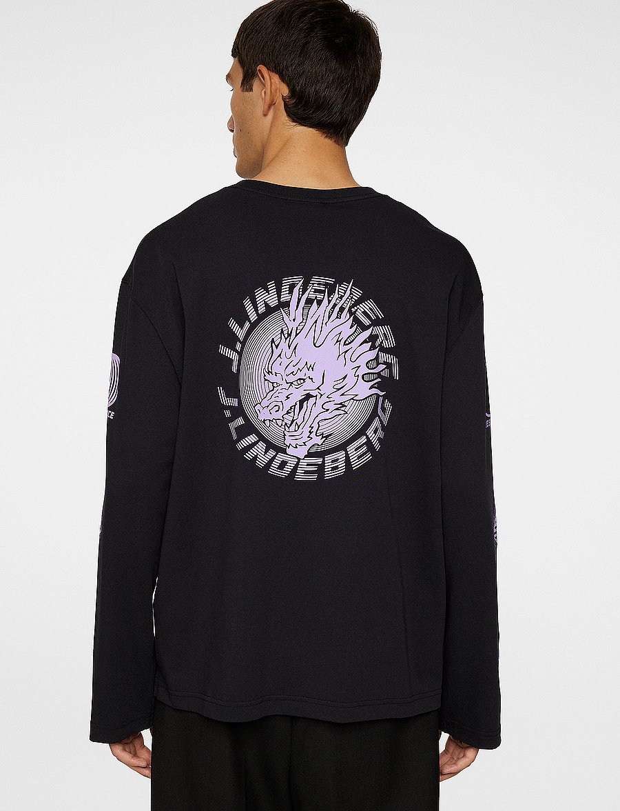 J. Lindeberg - Walsh LS Print T-shirt - long-sleeved t-shirts - black - 2