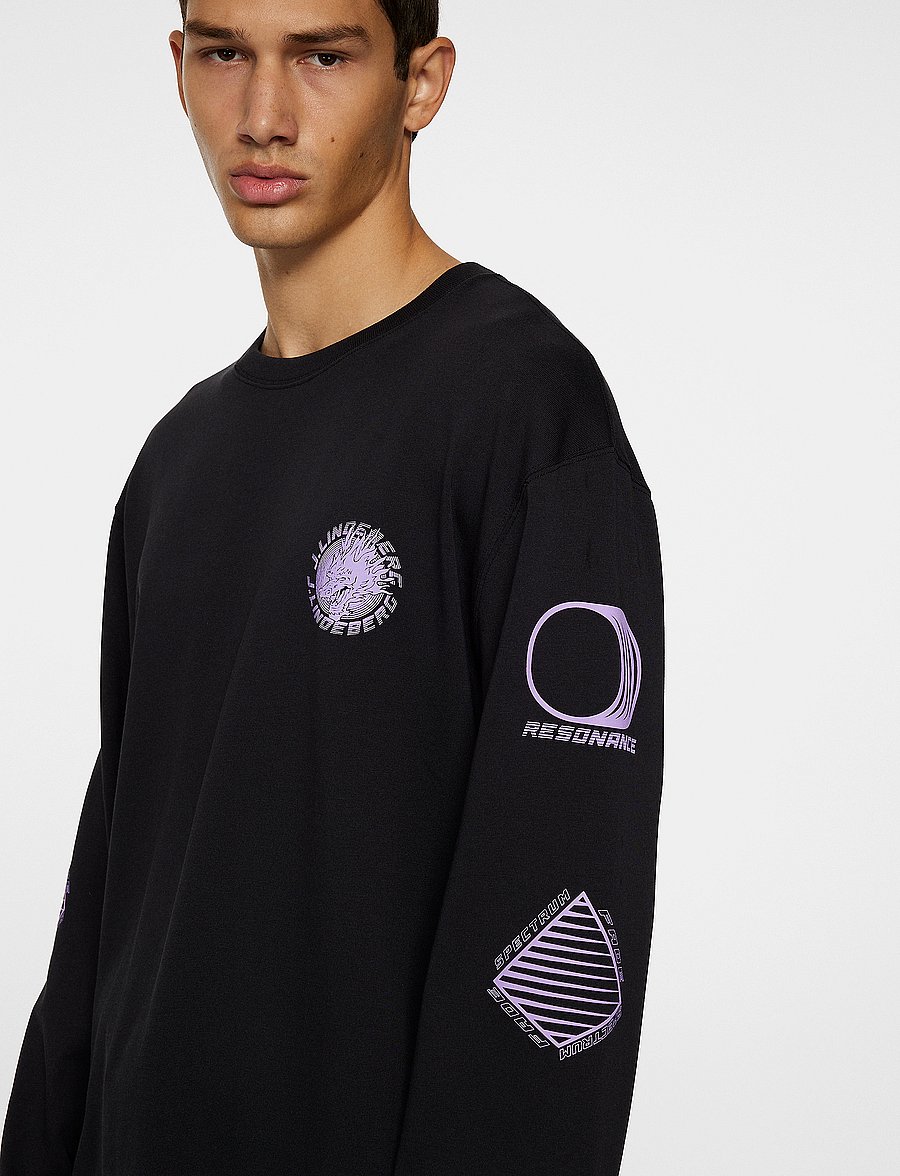 J. Lindeberg - Walsh LS Print T-shirt - long-sleeved t-shirts - black - 4