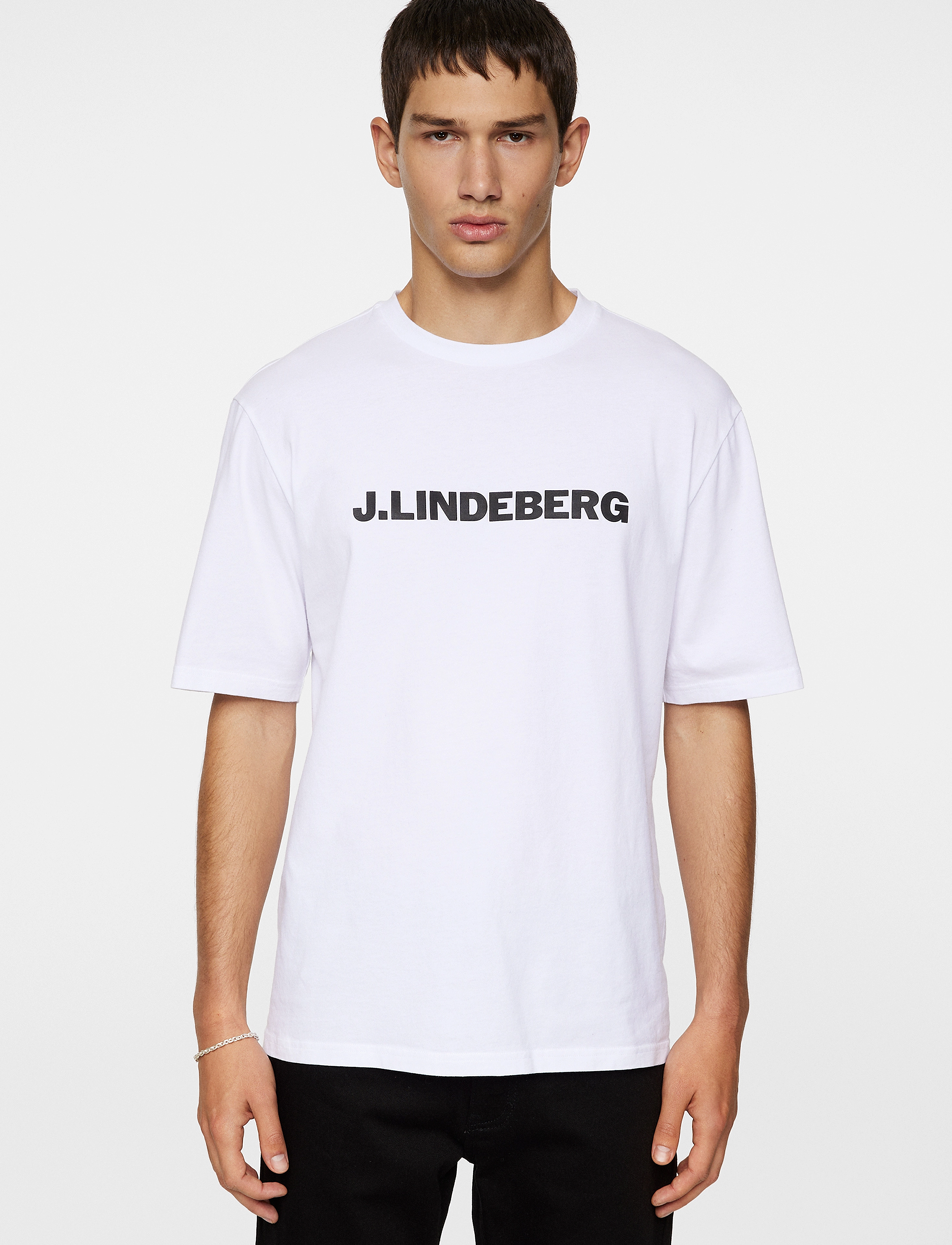 J. Lindeberg Parcy Logo Tee, Mænd, Logo T-Shirt, Hvid, Str: S