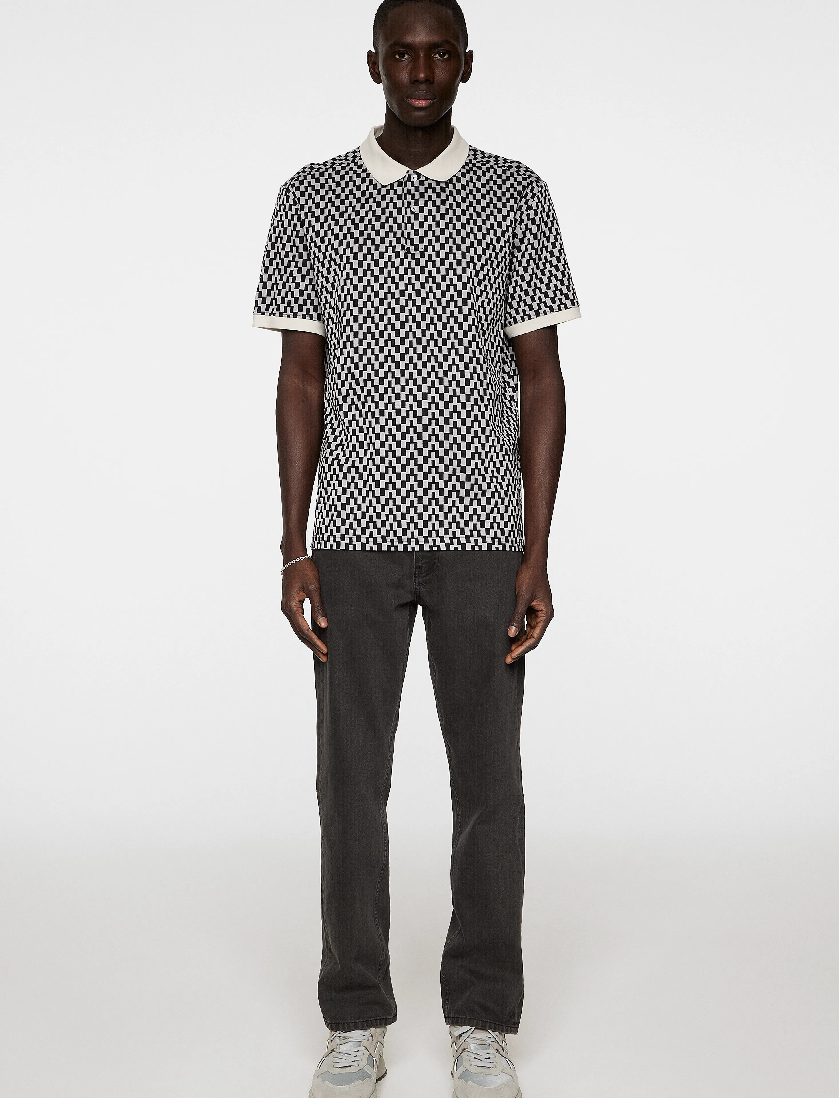 J. Lindeberg - Devon Jacquard Polo - short-sleeved polos - bridge stack moonbeam - 4