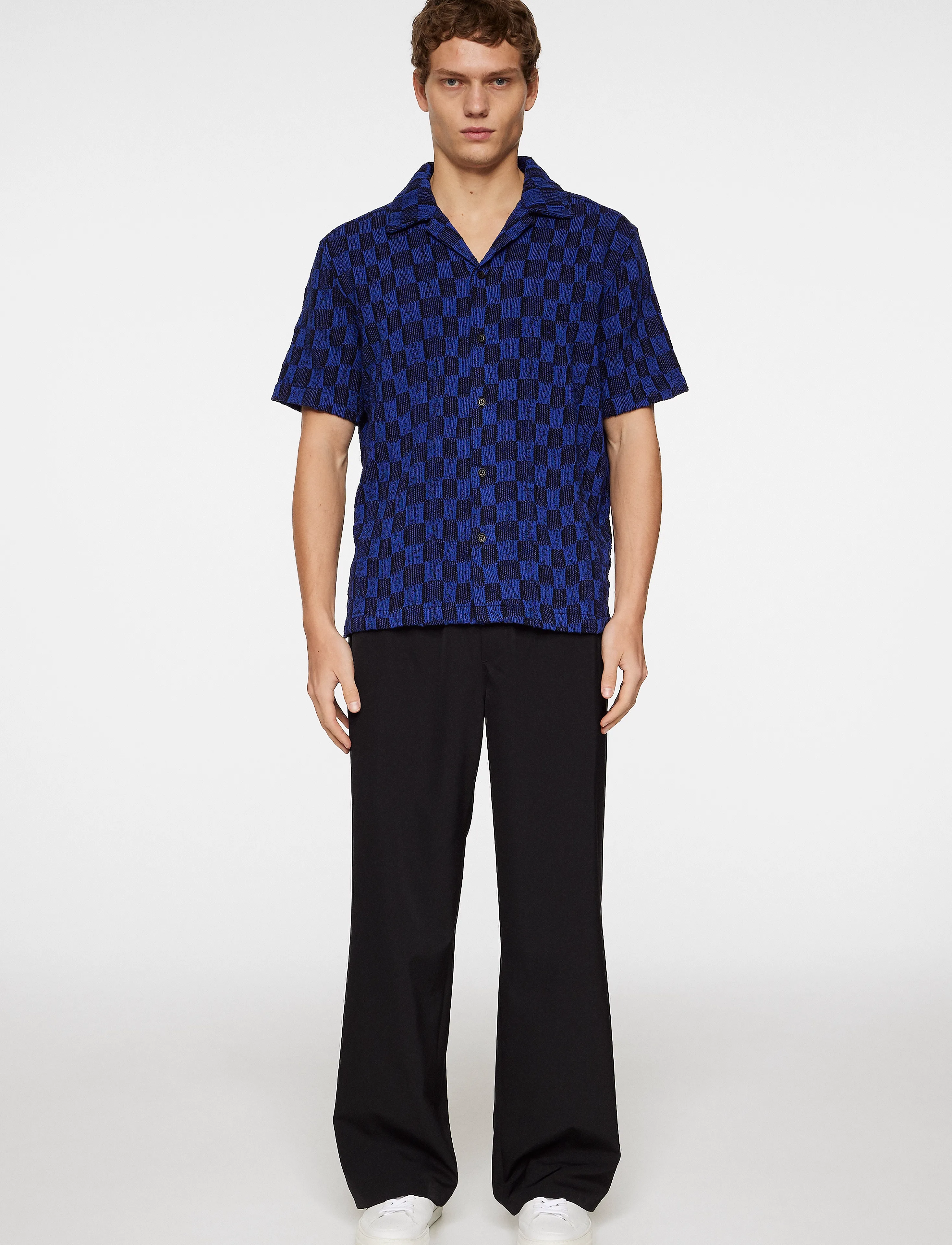 J. Lindeberg - Torpa Resort Jersey Shirt - kortærmede skjorter - bridge stack blue - 4