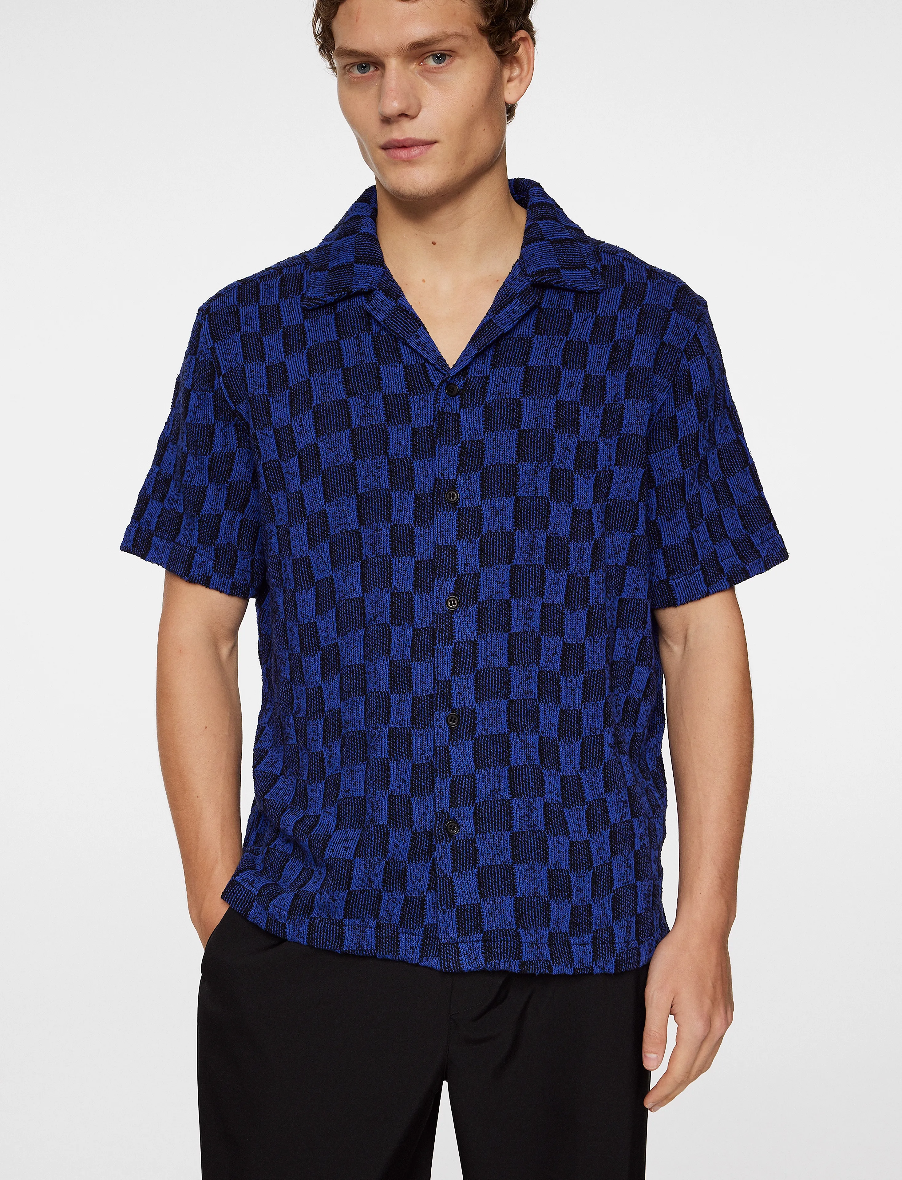 J. Lindeberg - Torpa Resort Jersey Shirt - kortærmede skjorter - bridge stack blue - 5