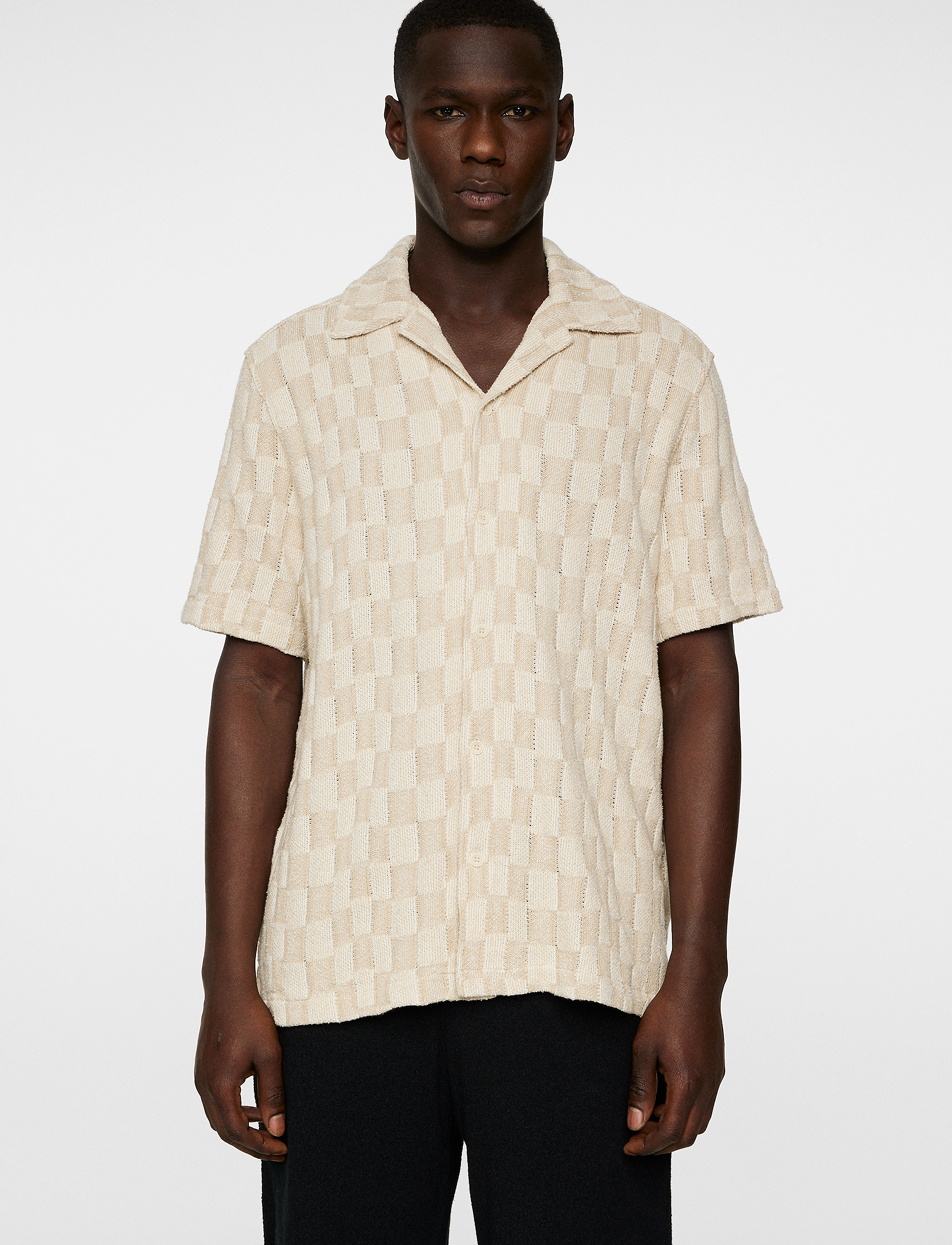 J. Lindeberg Torpa Resort Jersey Shirt, S, Shirts, Beige - Short-sleeved Männerswear