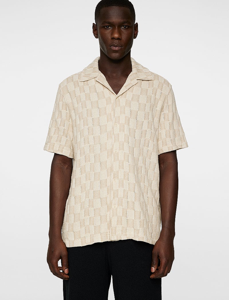 J. Lindeberg - Torpa Resort Jersey Shirt - krótki rękaw - bridge stack moonbeam - 0