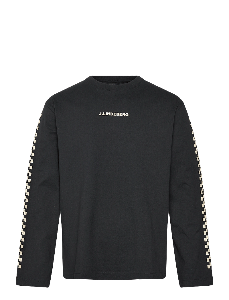 J. Lindeberg - Walsh LS Print T-shirt - långärmade t-shirts - black - 0