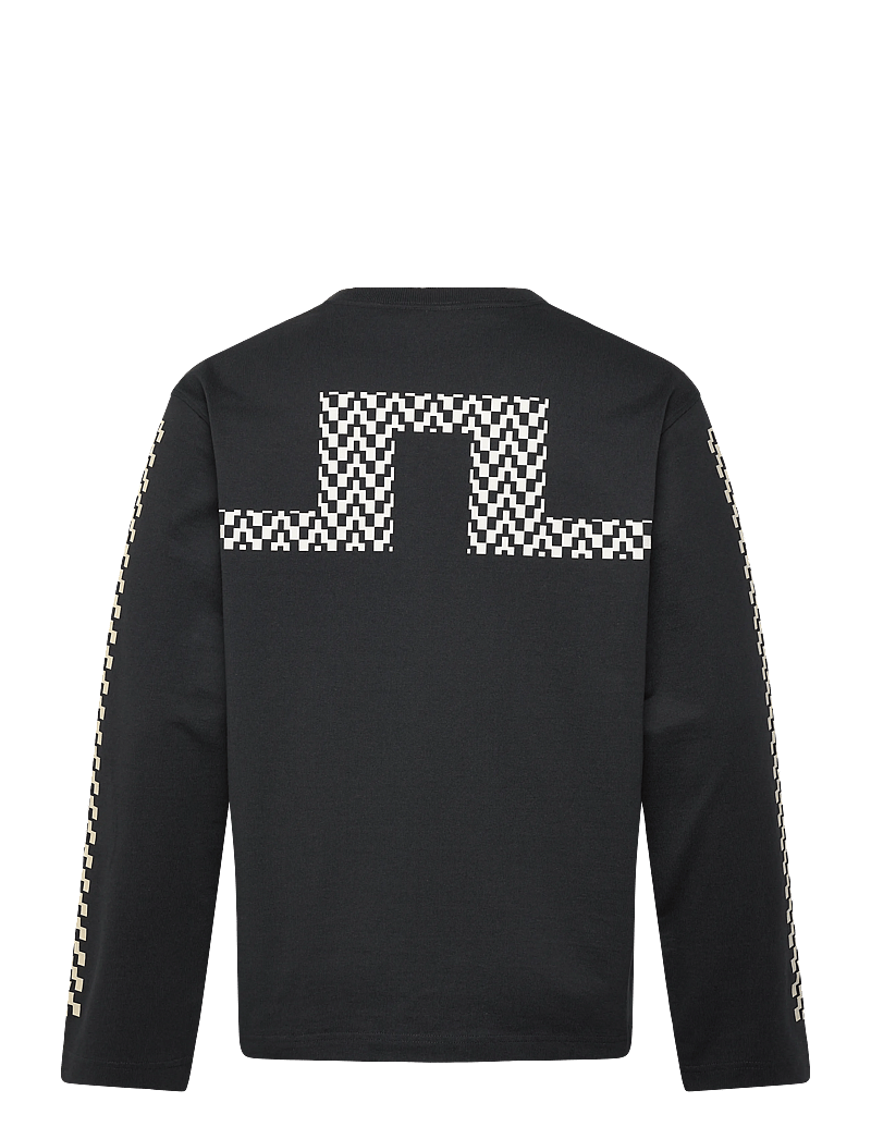 J. Lindeberg - Walsh LS Print T-shirt - långärmade t-shirts - black - 1