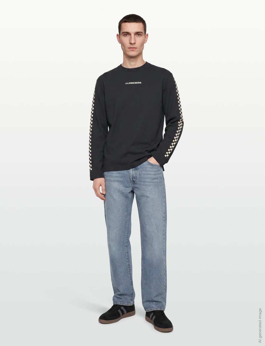 J. Lindeberg - Walsh LS Print T-shirt - langärmelig - black - 0