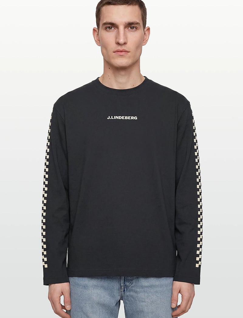 J. Lindeberg - Walsh LS Print T-shirt - langærmede t-shirts - black - 3