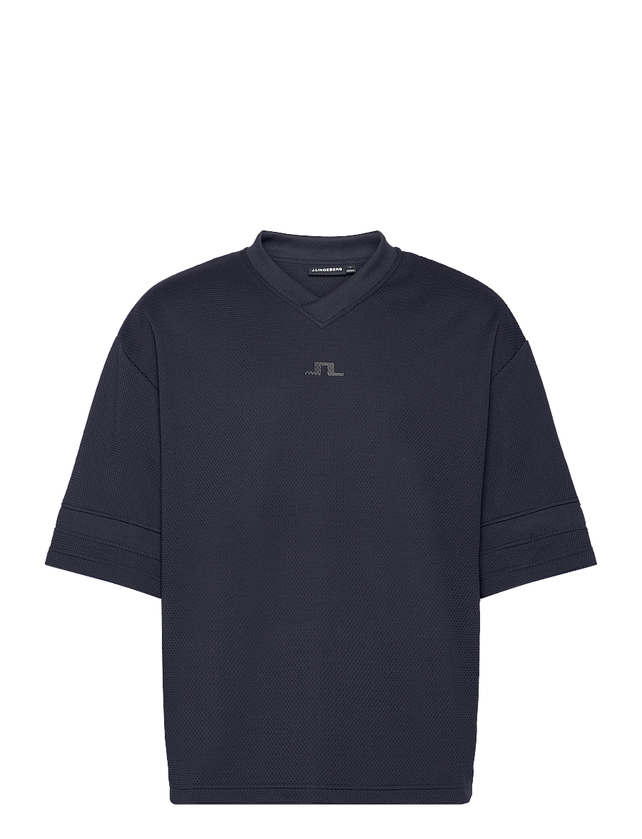 J. Lindeberg - Milos Jersey Mesh Tee - t-shirts mit v-ausschnitt - jl navy - 1