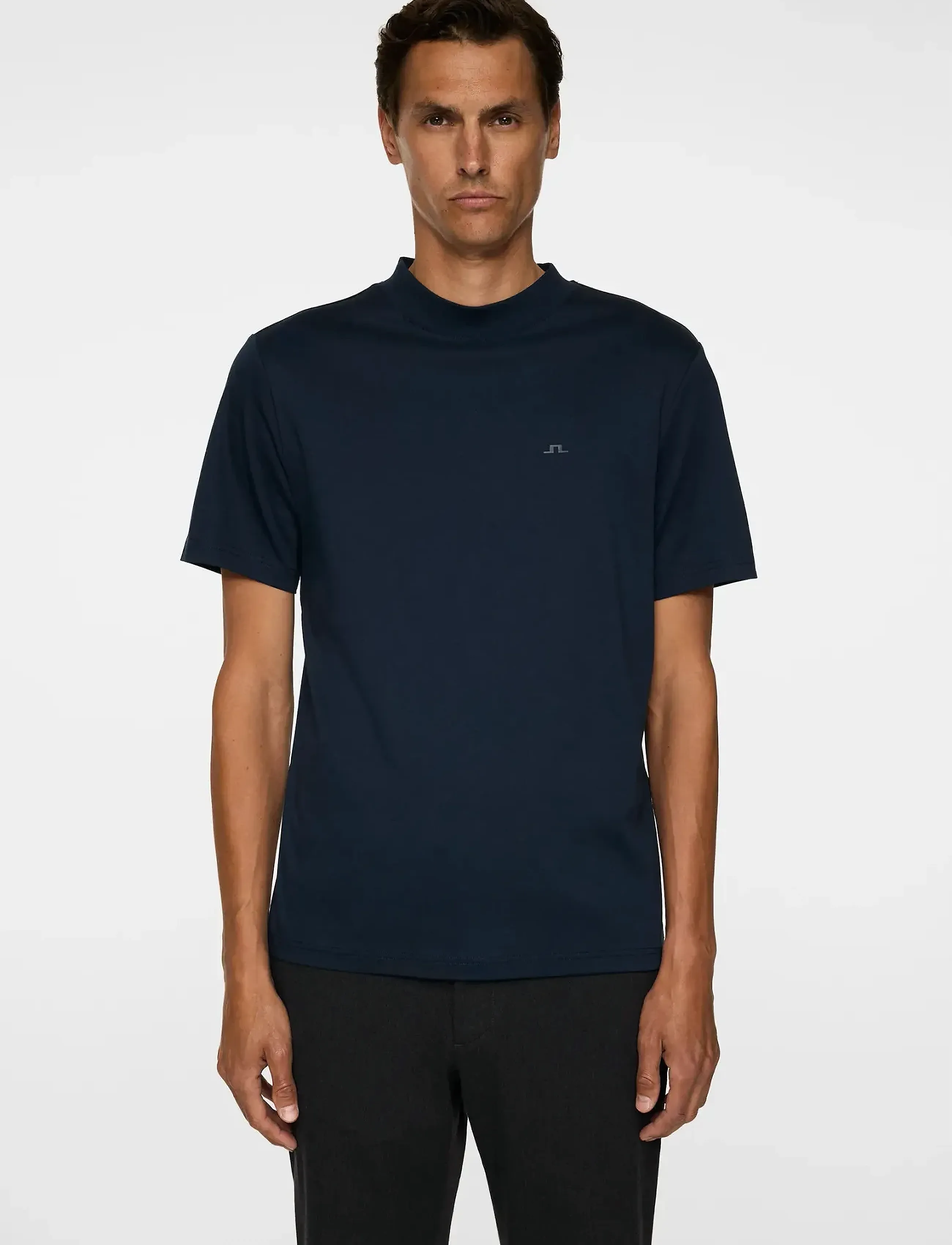 J. Lindeberg Ace Mock Neck T-Shirt, S, T-shirts, Marineblau - Short-sleeved, Männer