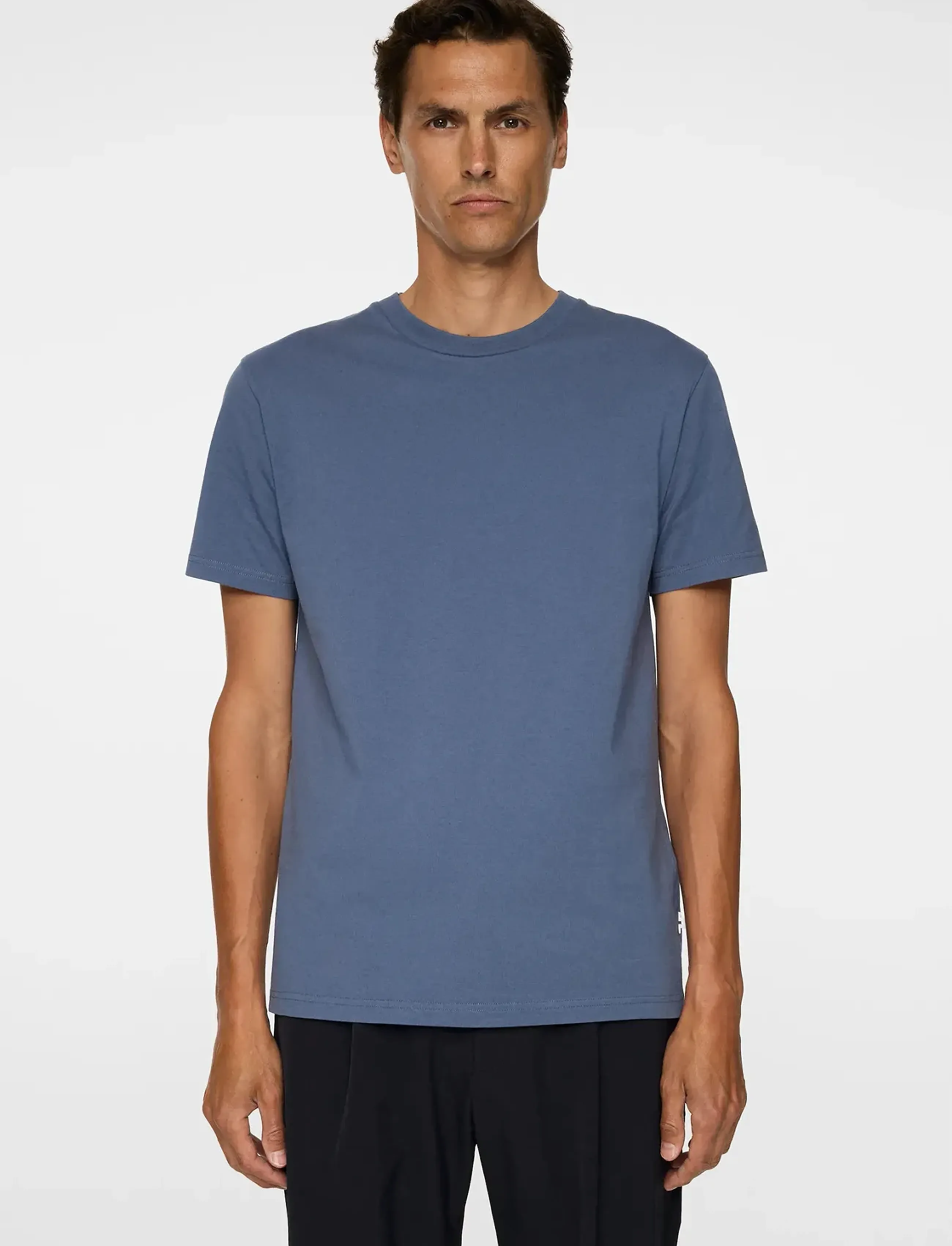 J. Lindeberg Sid Basic T-Shirt, S, T-shirts, Marineblau - Short-sleeved, Männerswear