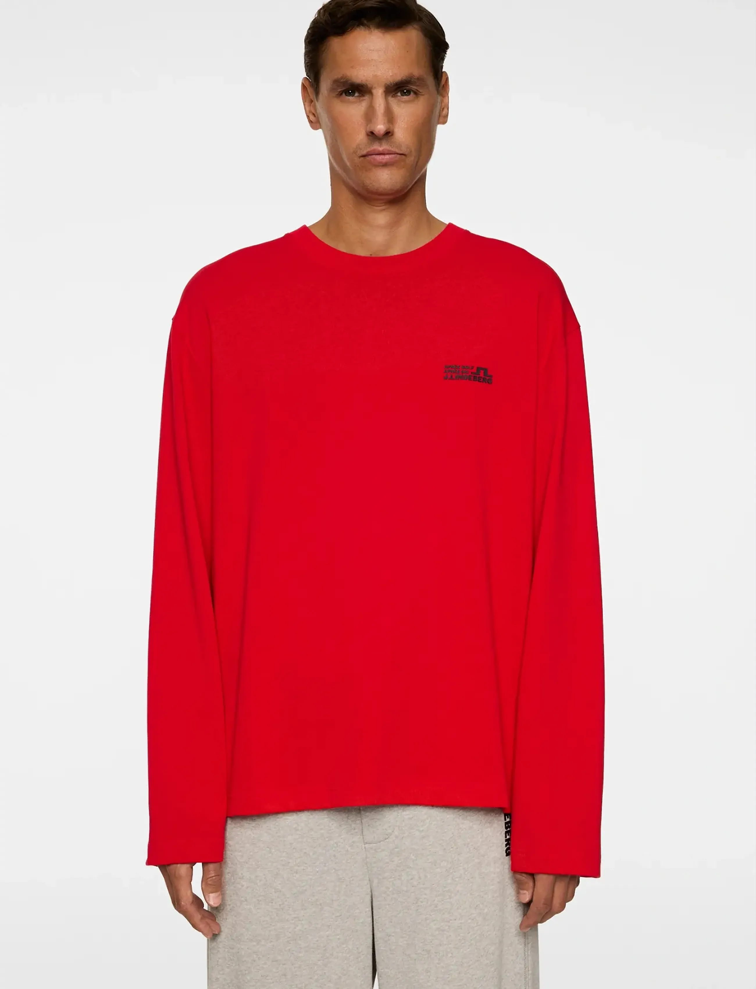 J. Lindeberg Walsh Ls Apres T-Shirt, S, Red, T-Shirts > Langærmede, Herre