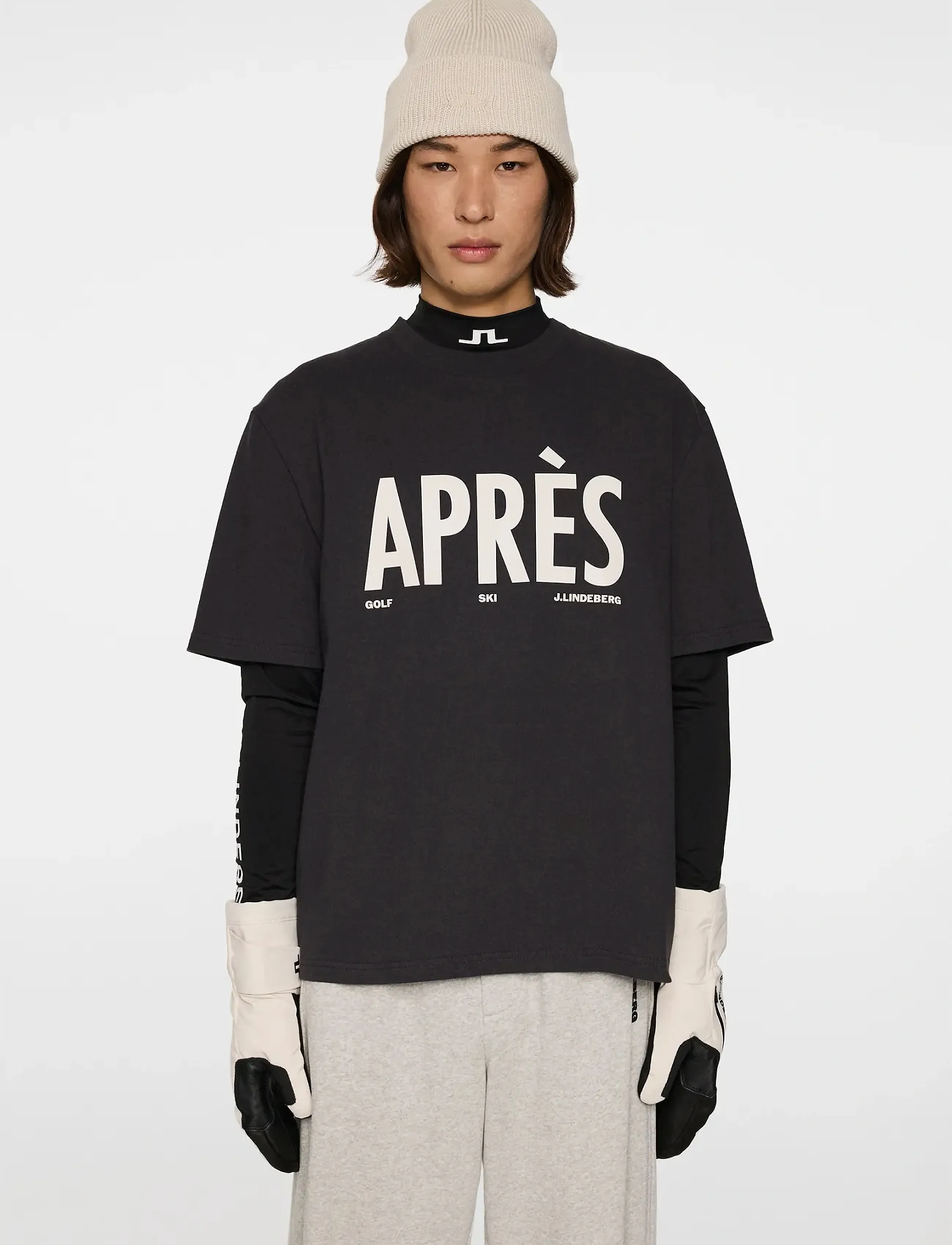 J. Lindeberg Hale Seasonal Logo T-shirt - Riided - BLACK / grey