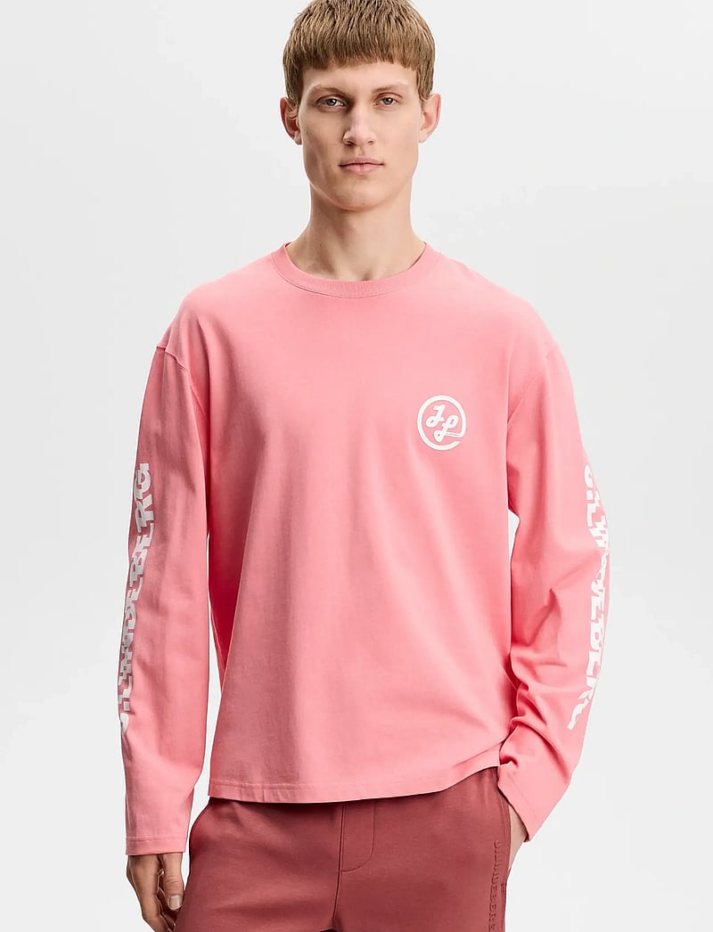J. Lindeberg - Walsh LS Print T-shirt - långärmade t-shirts - flamingo plume - 0