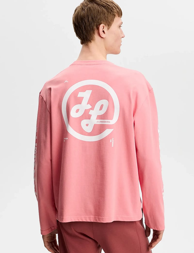 J. Lindeberg - Walsh LS Print T-shirt - långärmade t-shirts - flamingo plume - 3