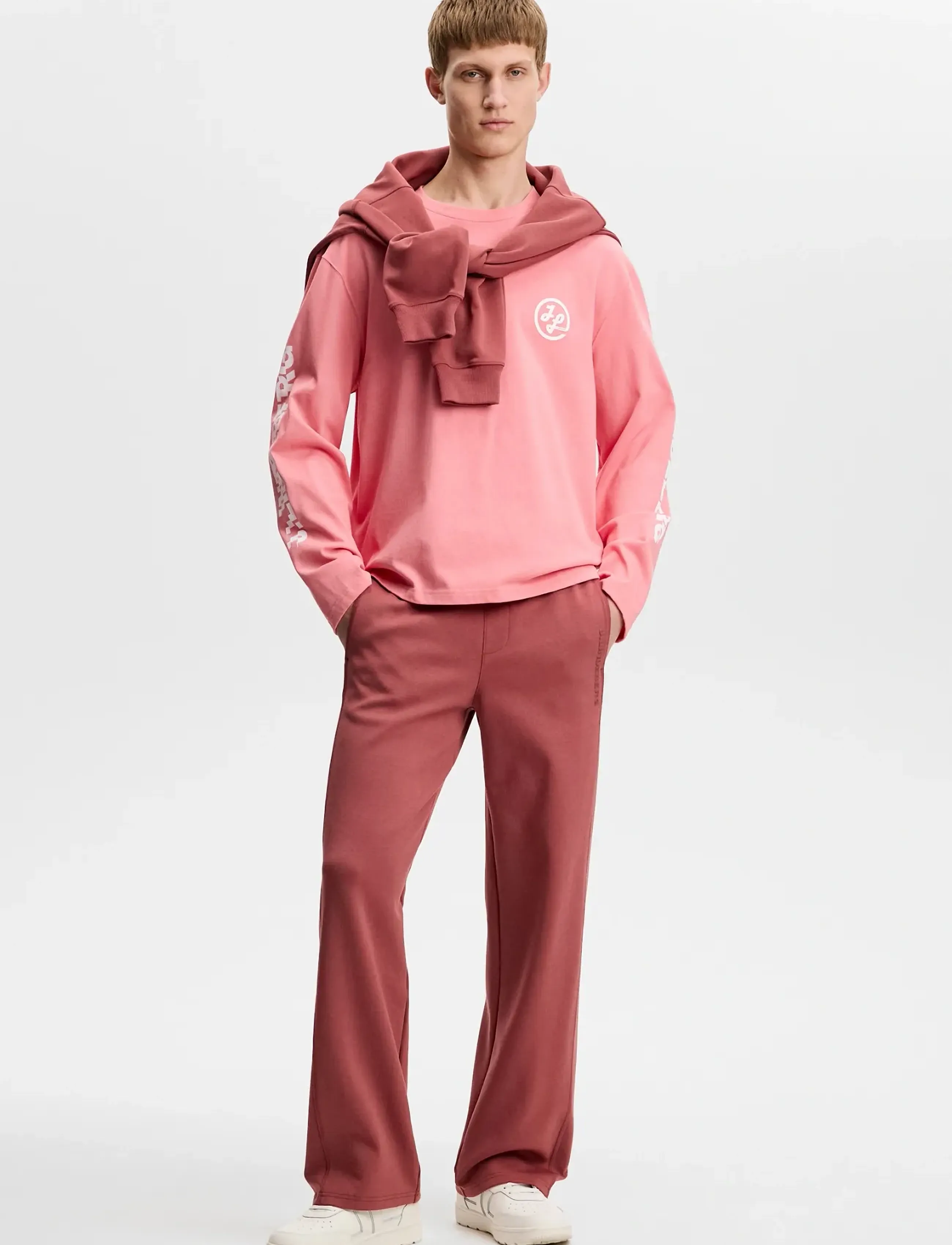 J. Lindeberg - Walsh LS Print T-shirt - langärmelig - flamingo plume - 4