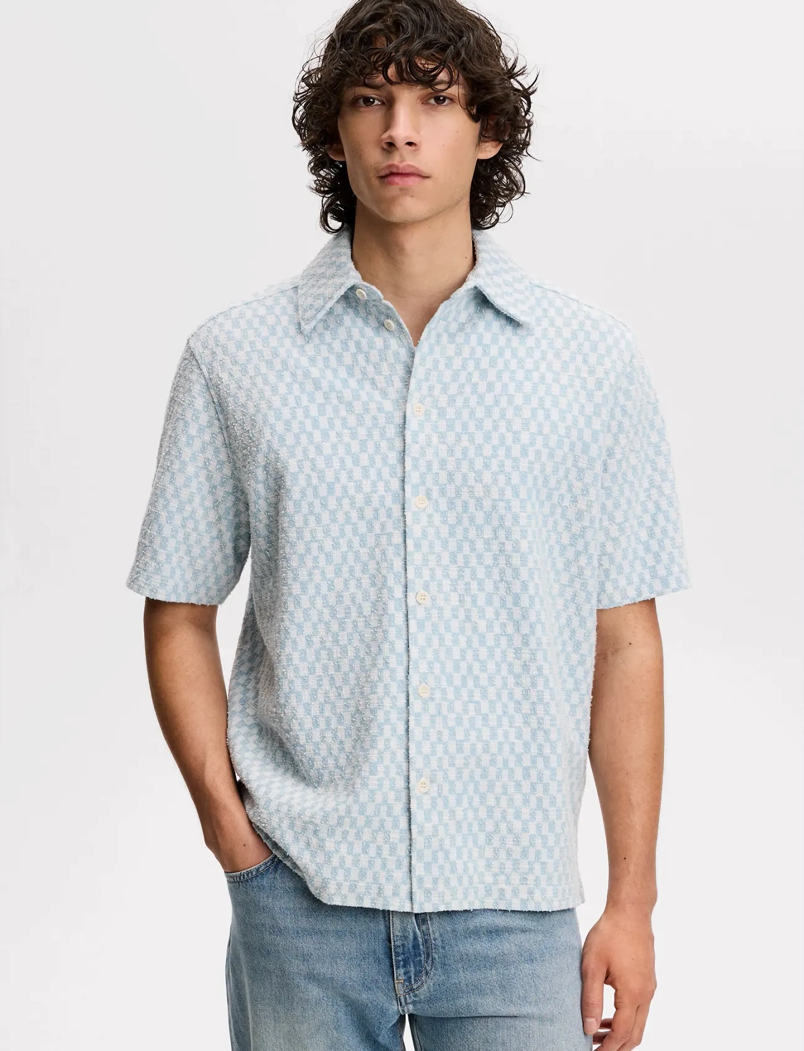 J. Lindeberg Torpa Jacquard Shirt - Skjorter - SKY LIGHT / blue