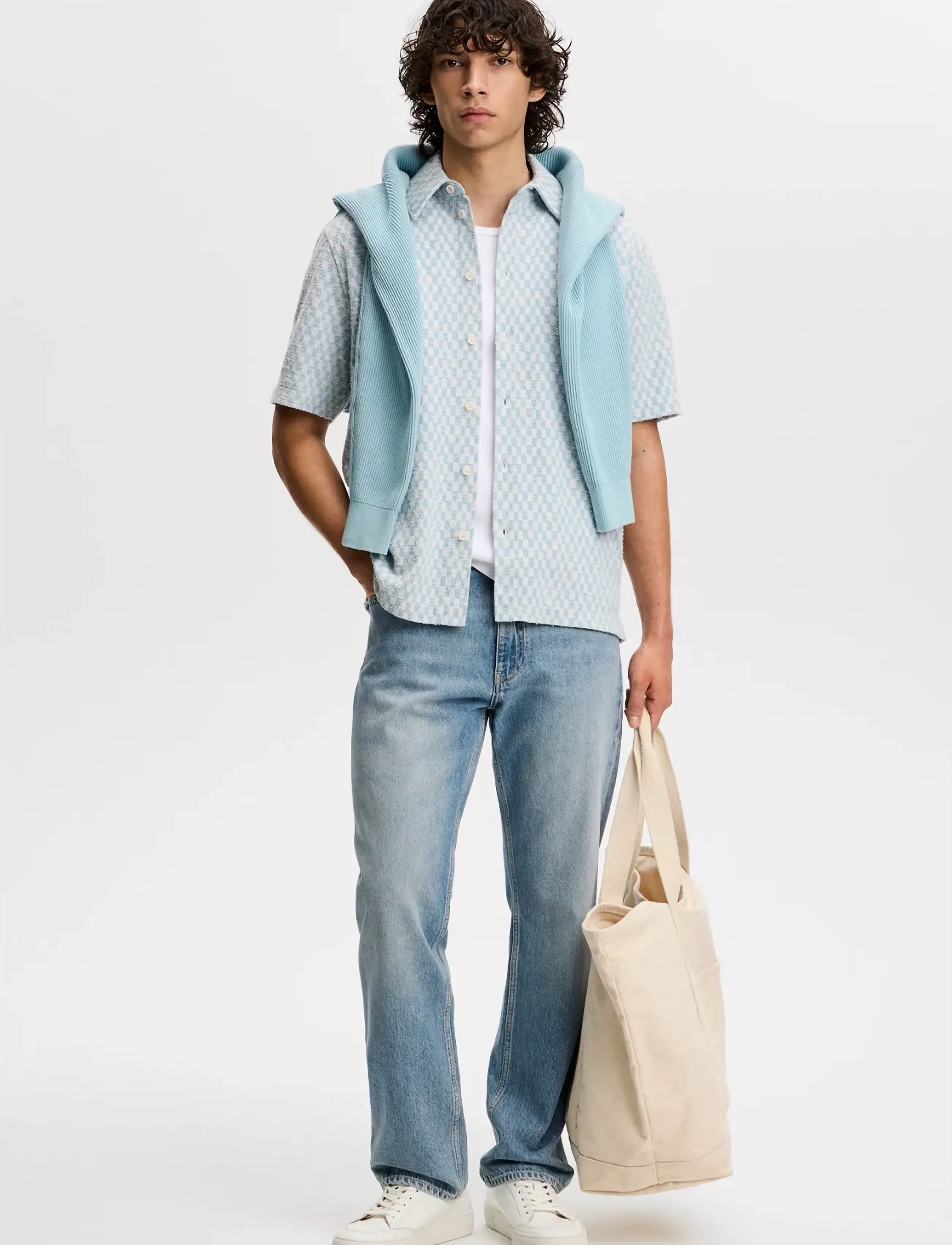 J. Lindeberg - Torpa Jacquard Shirt - basic skjortor - sky light - 4