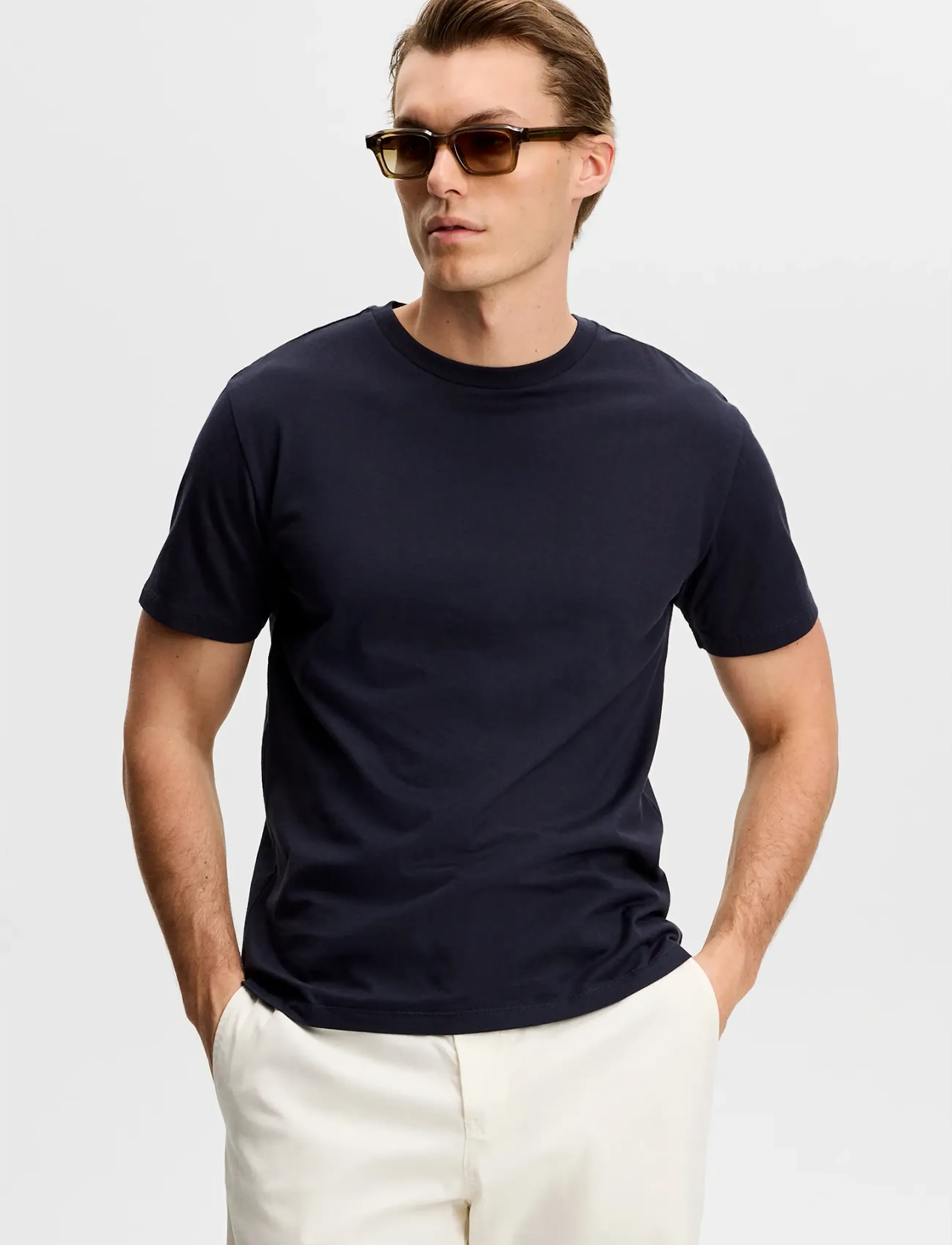 J. Lindeberg Sid Basic T-Shirt, XL, Navy, T-Shirts > Kortærmede, Herre