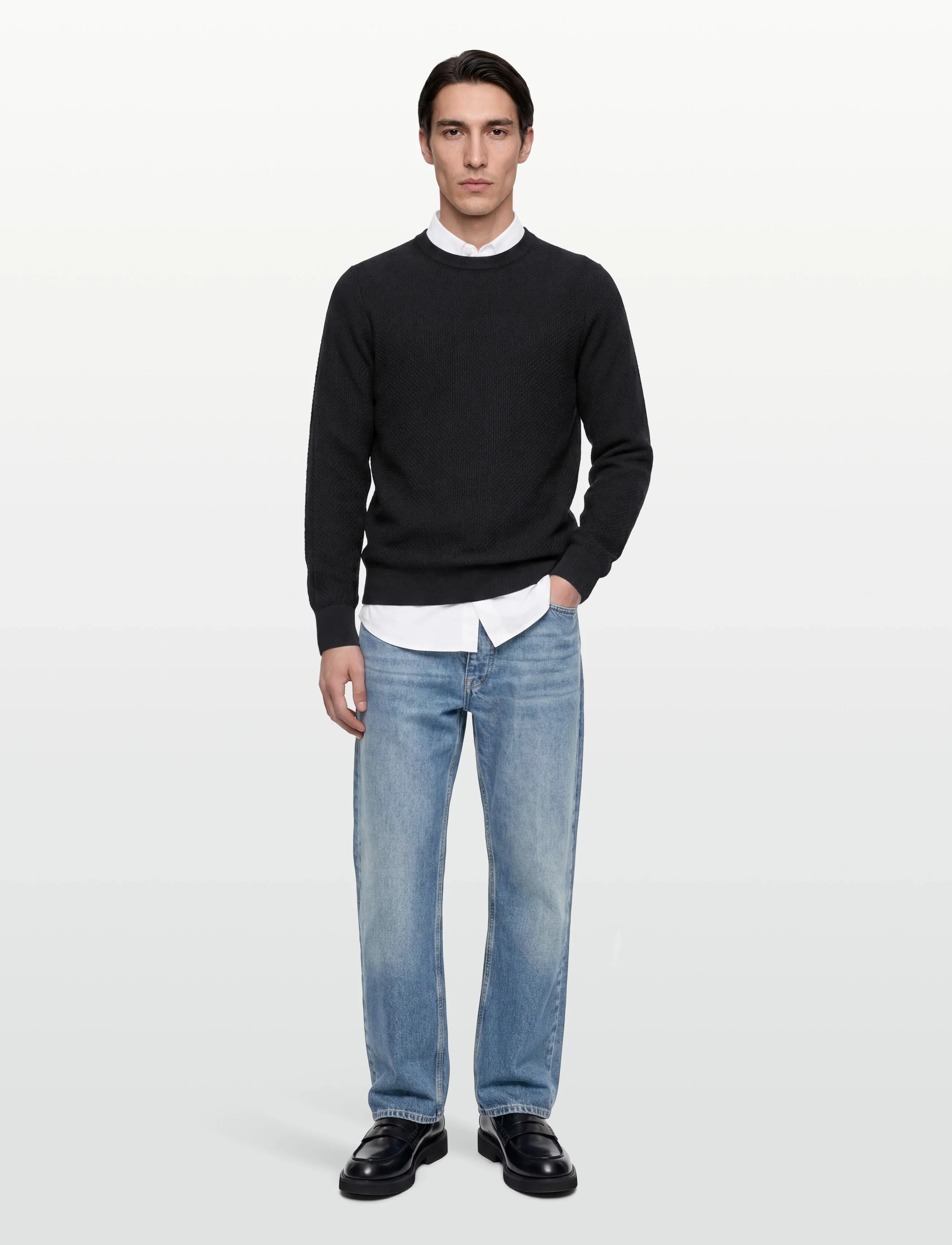 J. Lindeberg M Cotton Structure Sweater, XL, Sweatshirts & Hoodies, Schwarz - Sweatshirts, Männerswear