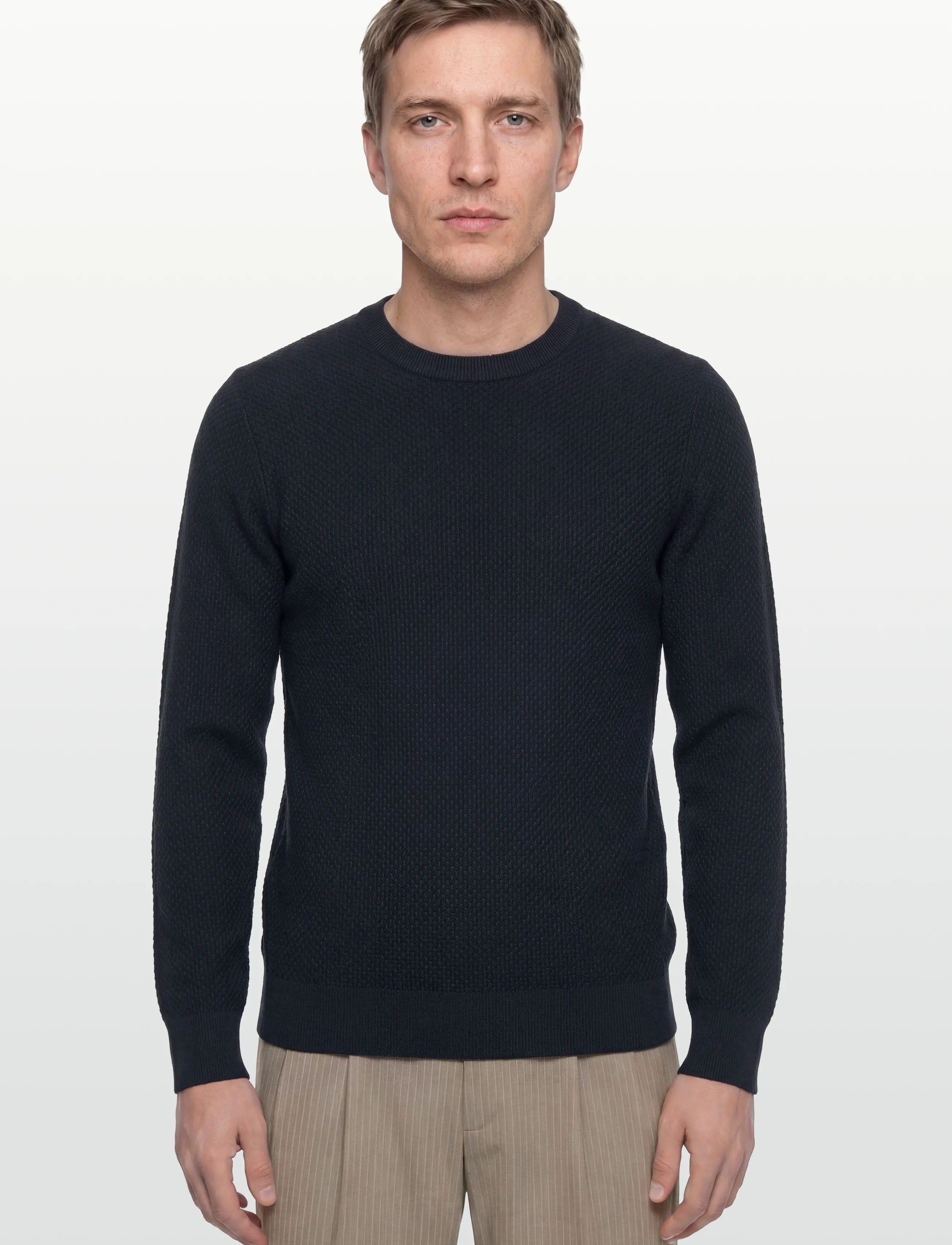 J. Lindeberg - M Cotton Structure Sweater - sweatshirts - jl navy - 3