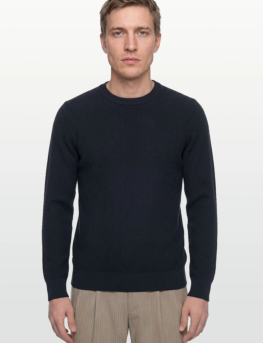 J. Lindeberg - M Cotton Structure Sweater - sweatshirts - jl navy - 3
