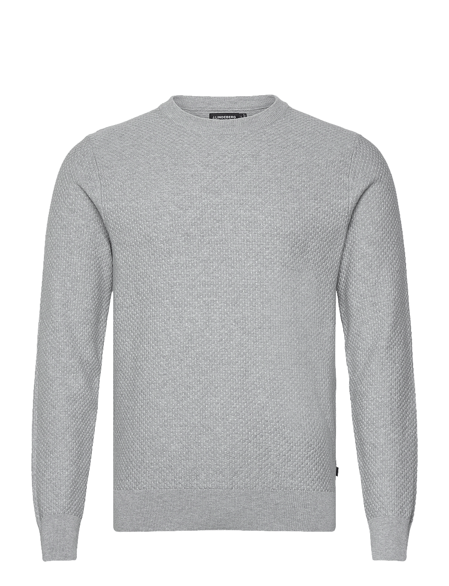 J. Lindeberg - M Cotton Structure Sweater - collegepaidat - lt grey melange - 1
