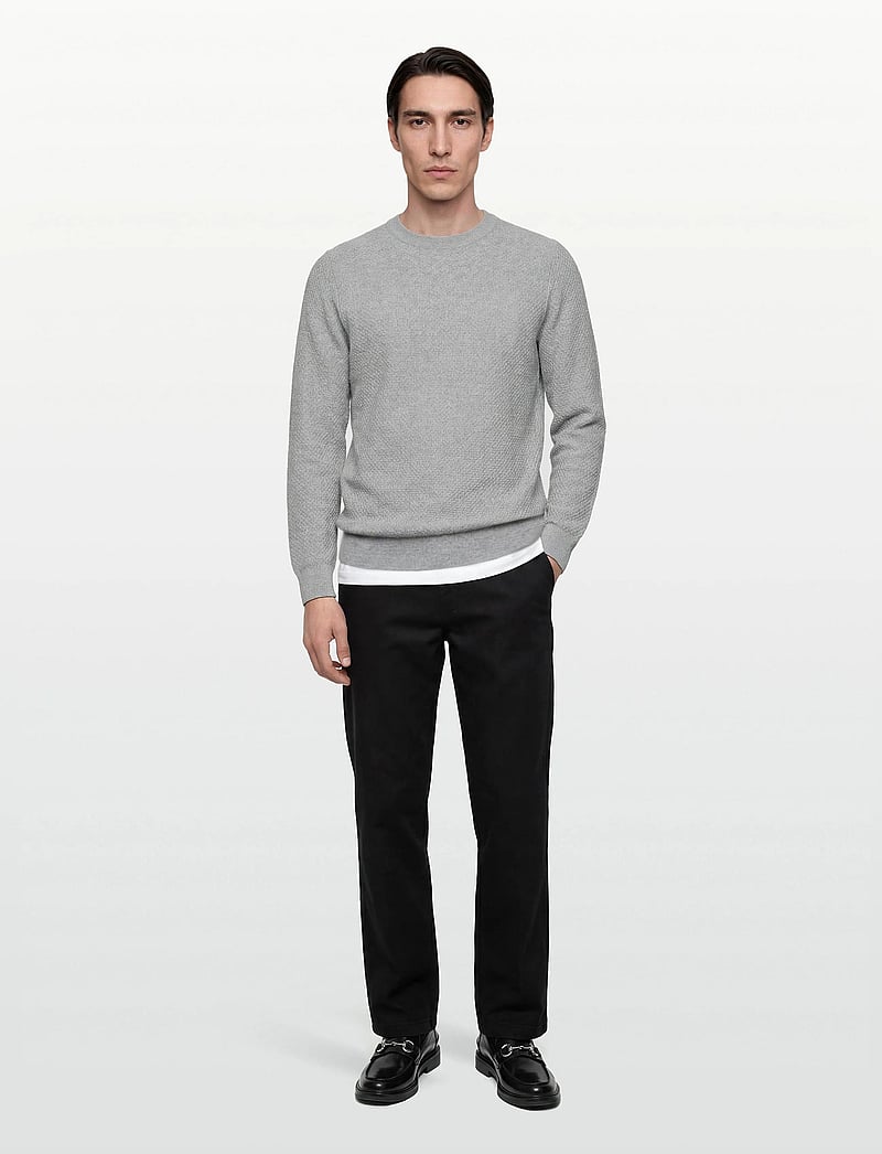 J. Lindeberg - M Cotton Structure Sweater - sweatshirts - lt grey melange - 0