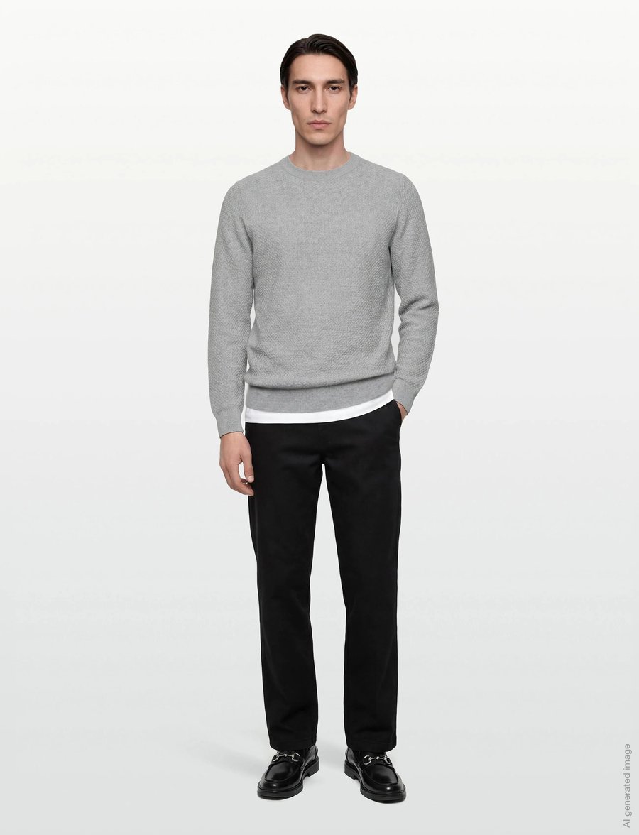 J. Lindeberg - M Cotton Structure Sweater - collegepaidat - lt grey melange - 0