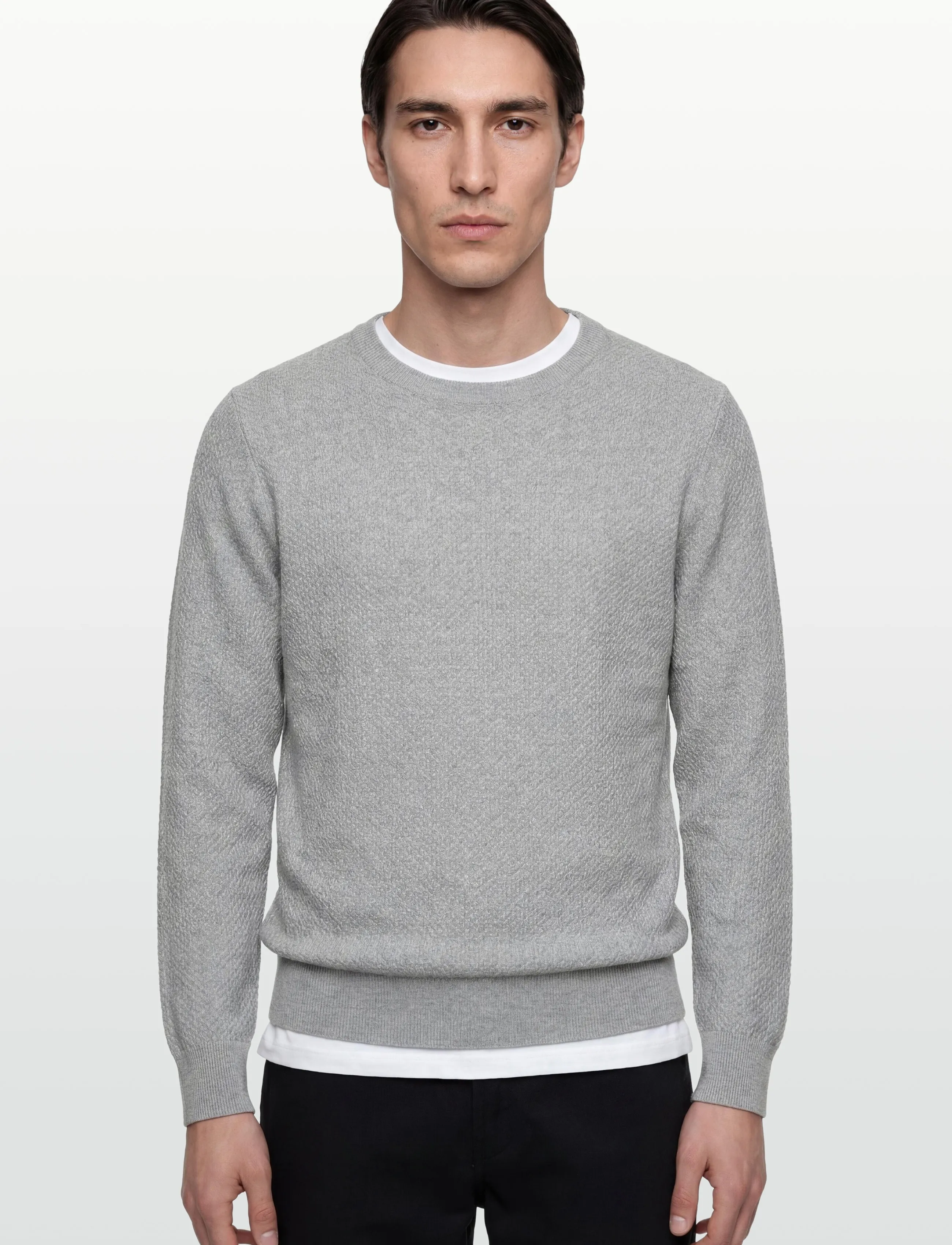 J. Lindeberg - M Cotton Structure Sweater - collegepaidat - lt grey melange - 3