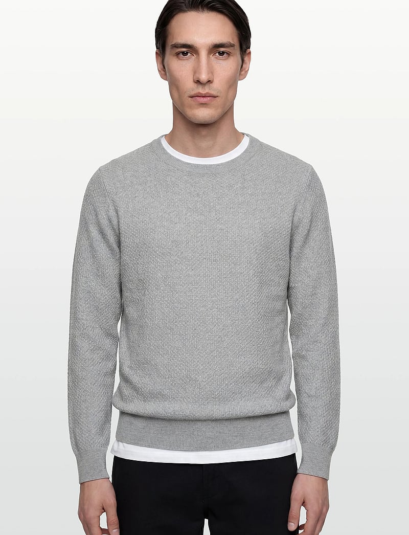 J. Lindeberg - M Cotton Structure Sweater - sweatshirts - lt grey melange - 3