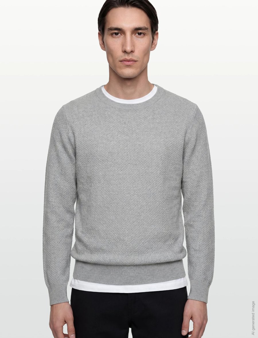 J. Lindeberg - M Cotton Structure Sweater - collegepaidat - lt grey melange - 3
