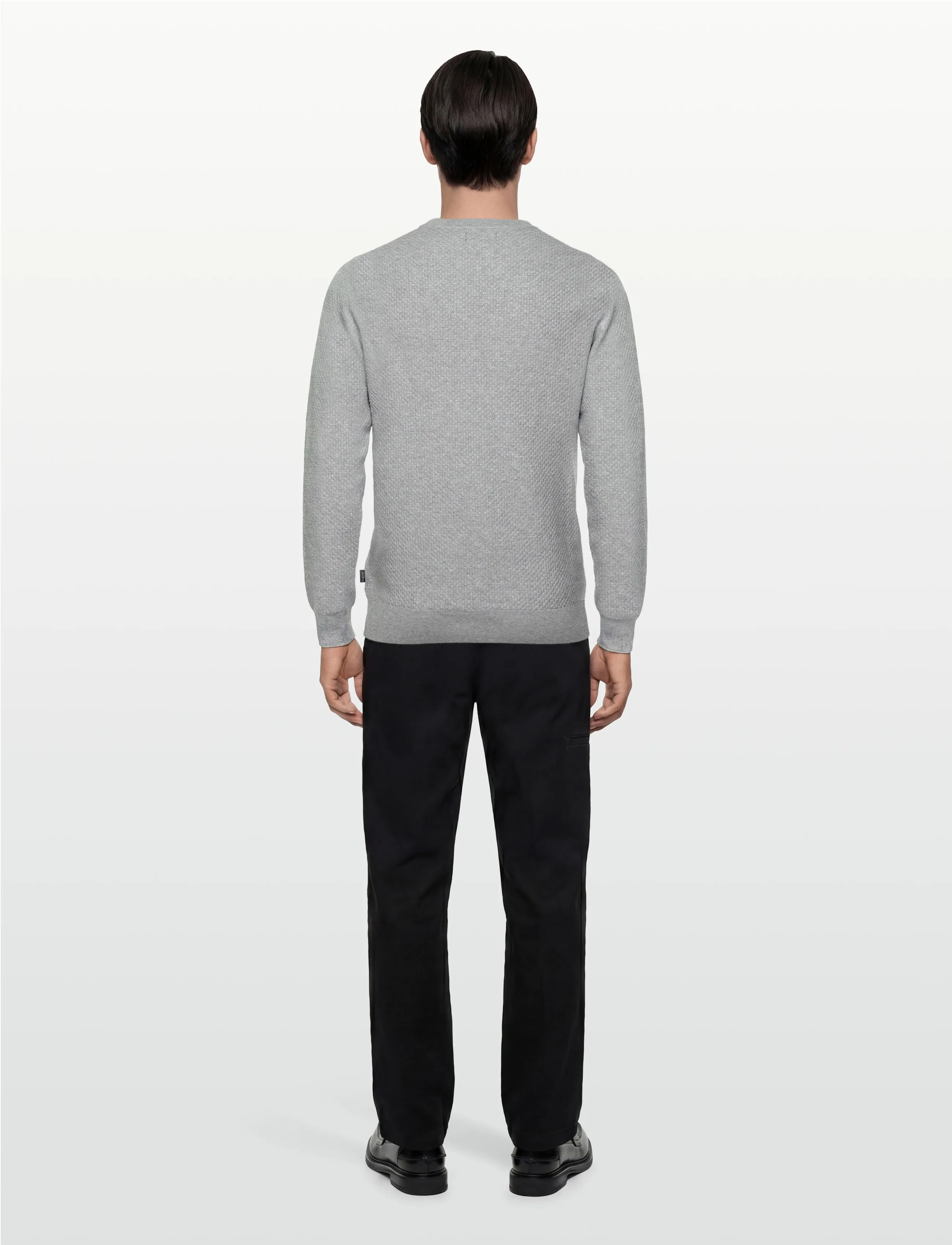 J. Lindeberg - M Cotton Structure Sweater - collegepaidat - lt grey melange - 4