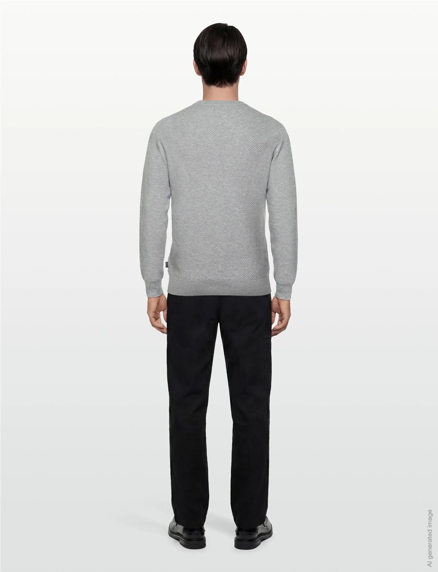J. Lindeberg - M Cotton Structure Sweater - collegepaidat - lt grey melange - 4
