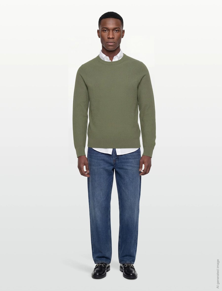 J. Lindeberg - M Cotton Structure Sweater - sweatshirts - olivine - 0